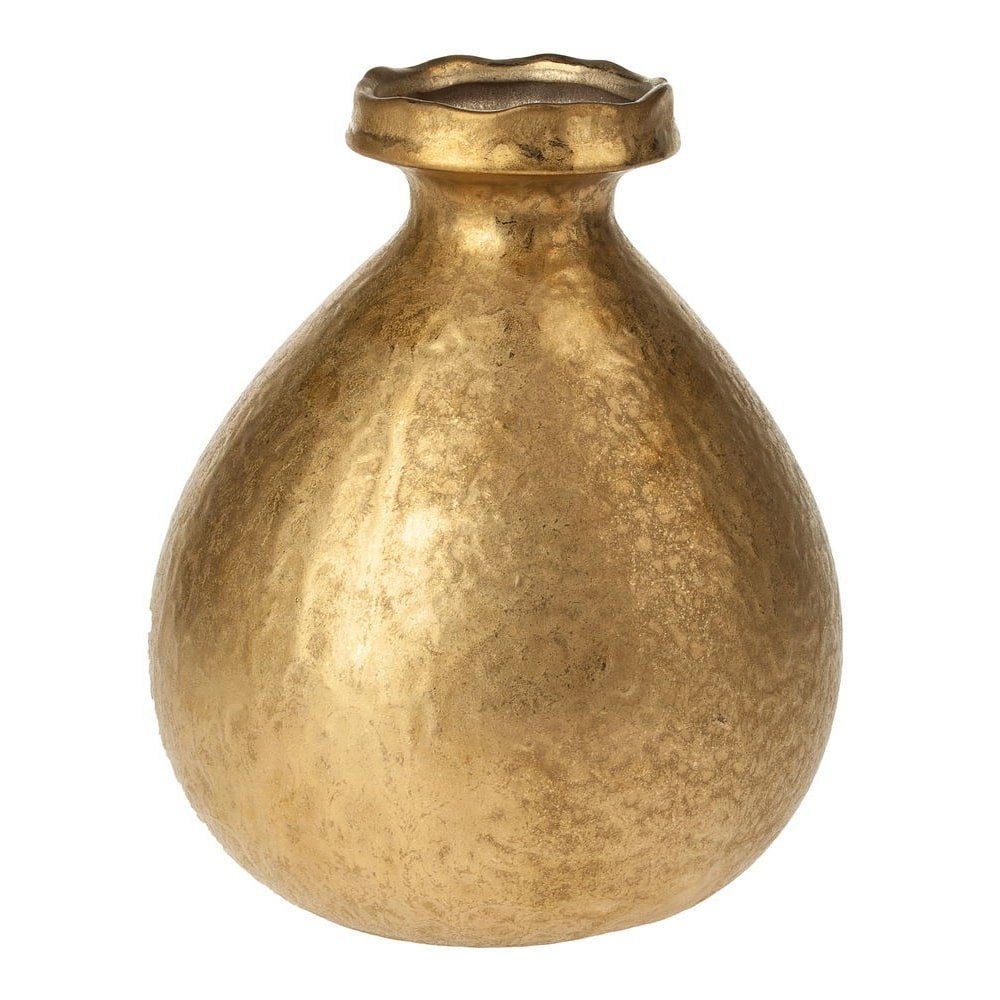 matches21 HOME & HOBBY Blumentopf Blumenvase Vase bauchig gewellte Öffnung Keramik gold 21,5 cm (1 St)