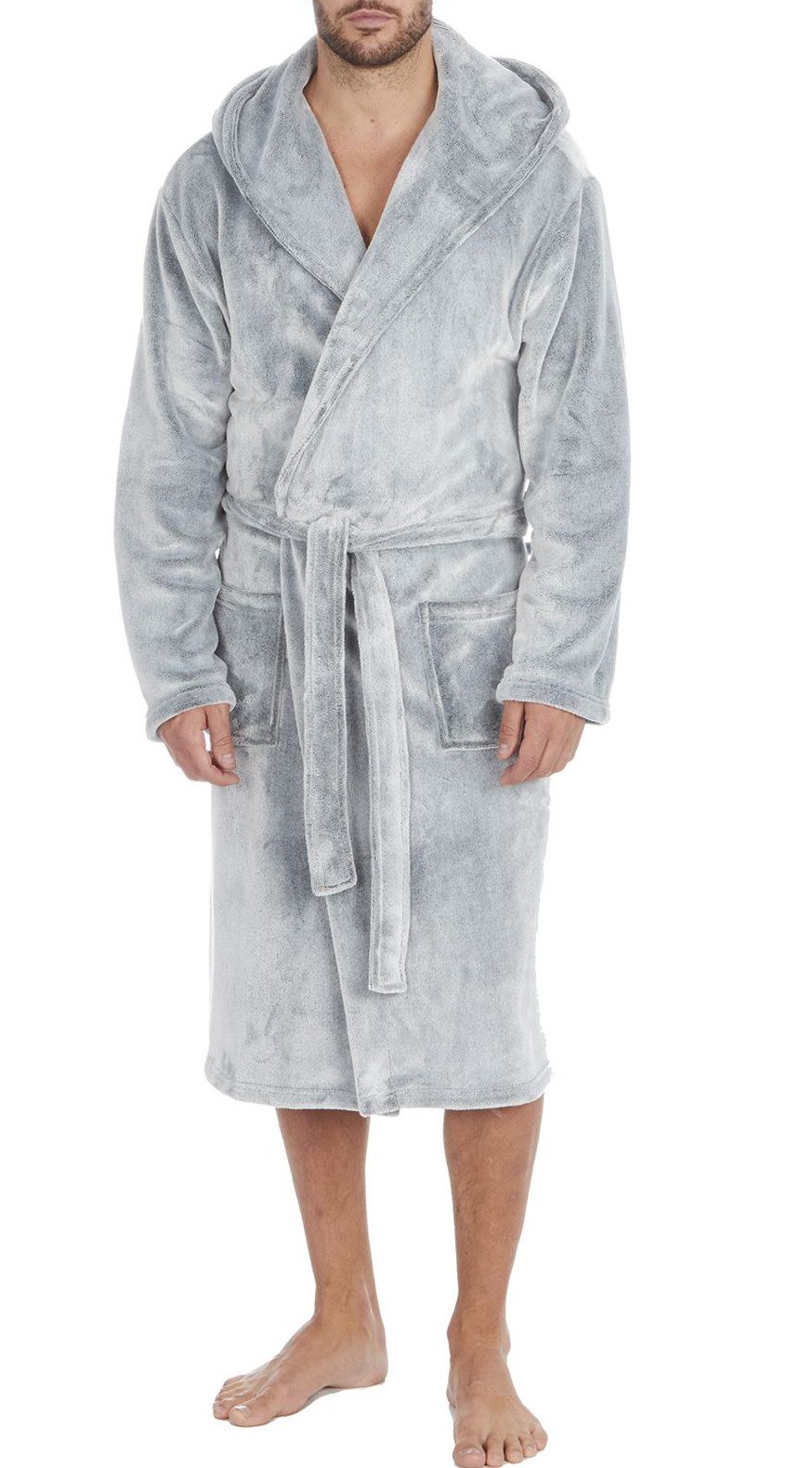Badekönig Herrenbademantel Mikrofaser, Kapuze, Gürtel, Langform günstig online kaufen
