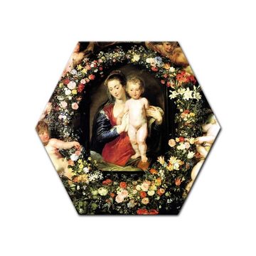 Bilderdepot24 Leinwandbild Alte Meister - Peter Paul Rubens - Madonna im Blumenkranz, Menschen