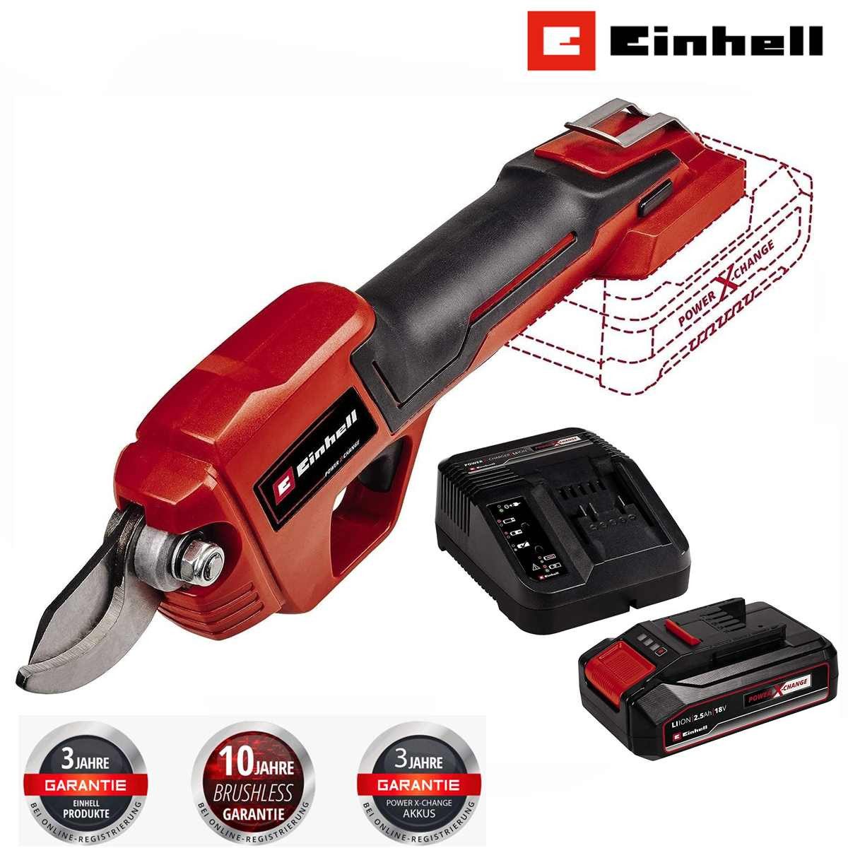 Einhell Akku-Astschere Astsäge GE-GS 18 Li – Power X-Change 18 V & Akku 2,5 Ah Ladegerät