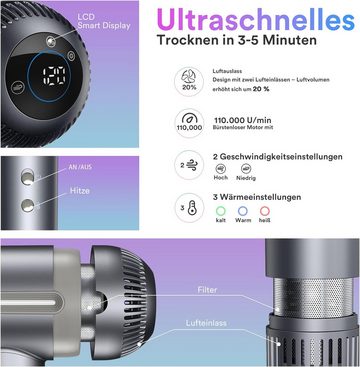 Tensky Haartrockner mit 110.000 U/min ionischem bürstenlosem Hochgeschwindigkeitsmotor, Trocknen 200 Millionen Thermo-Control-mit magnetischer Düse