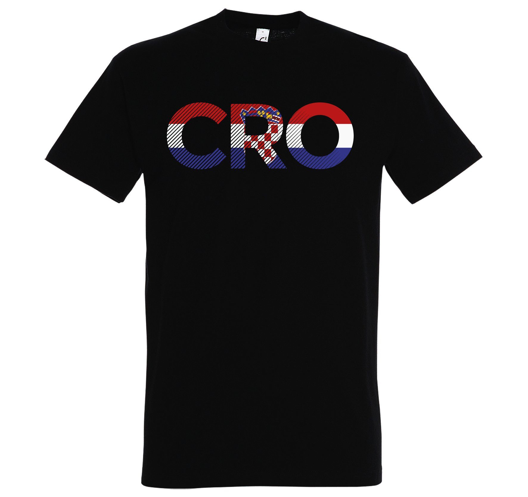 Youth Designz T-Shirt Kroatien Herren T-Shirt im Fußball Look mit CRO Frontprint Schwarz