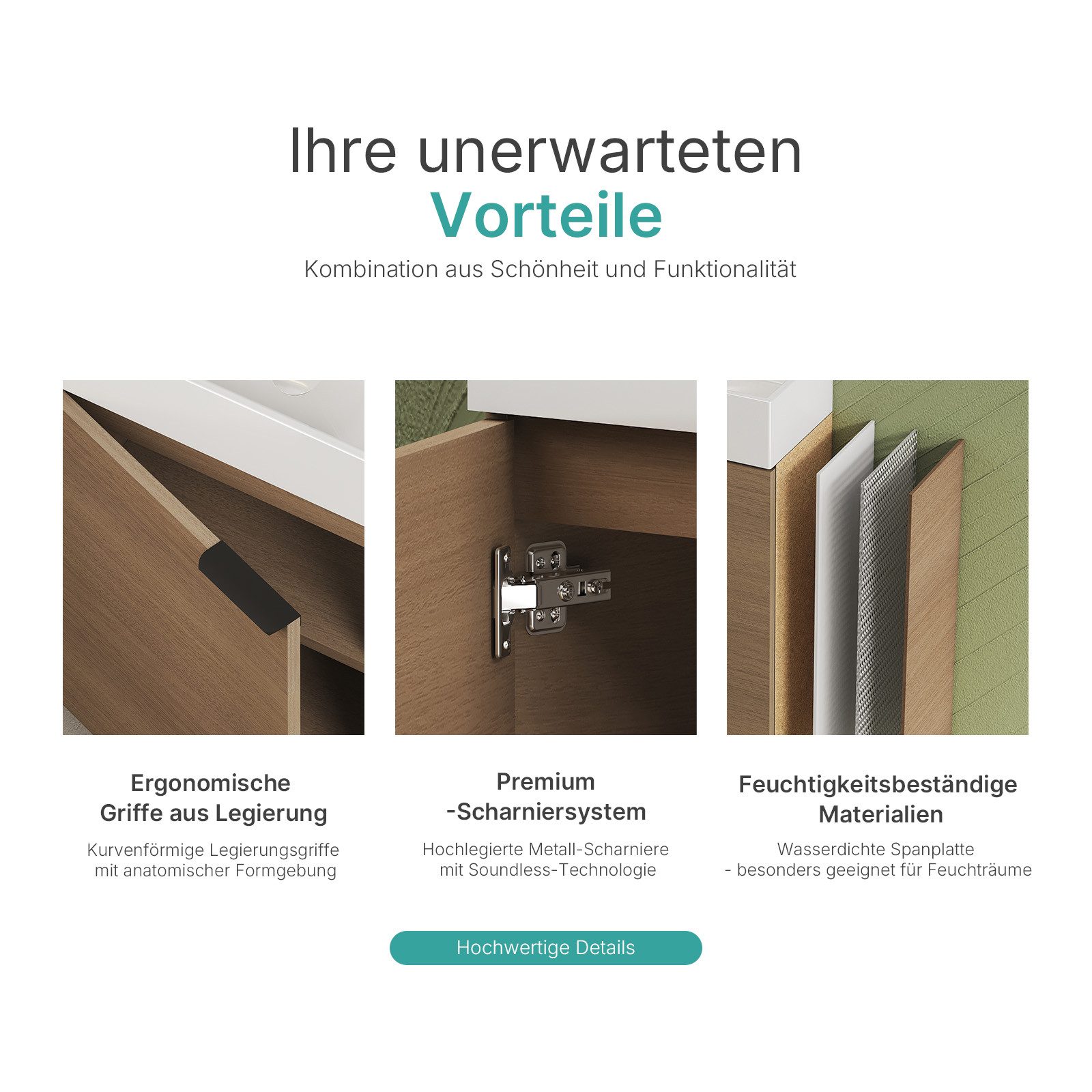 EMKE Badmöbel-Set Kompakter Badschrank mit Waschbecken günstig online kaufen