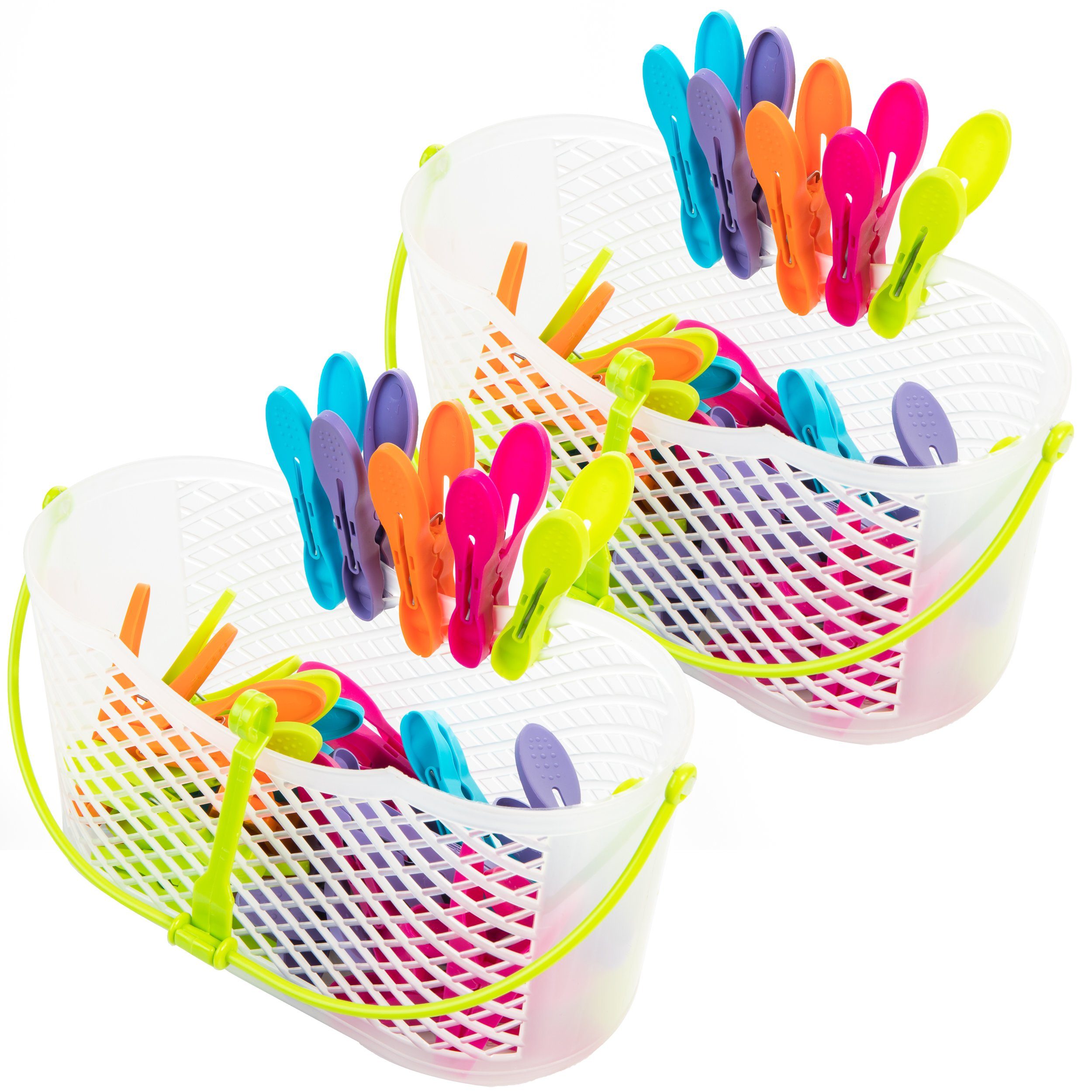 Centi Wäscheklammern 2er Set bestehend aus je 30 Wäscheklammern mit Aufbewahrungskorb, Made in Europe