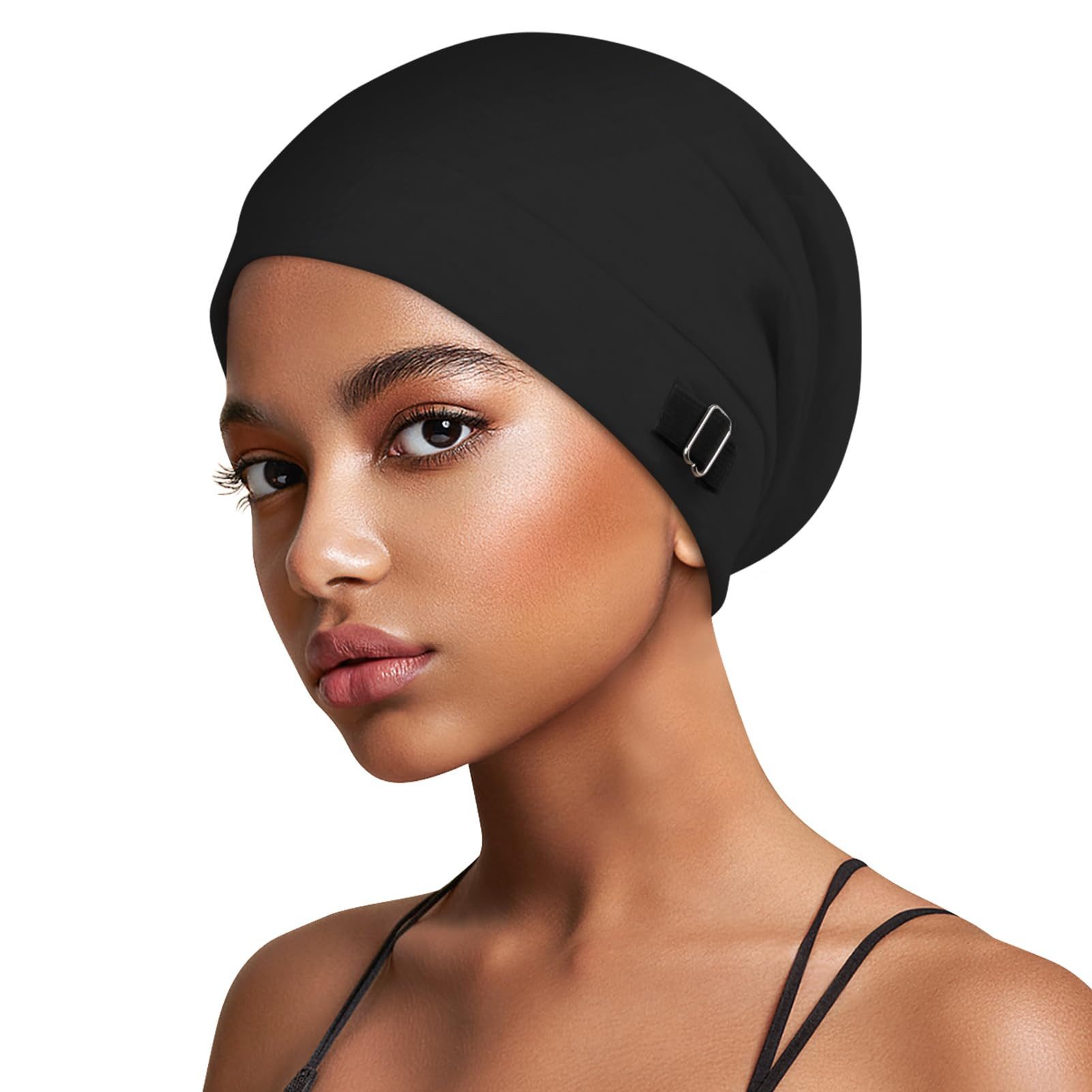 Coonoor Duschhaube Satin Bonnet Schlafmütze Unisex Schlafhaube zum Schlafen (Slouch Satin Lined Beanie Lockenhaube Verstellbar Haube Schlafkappe), für Damen und Herren