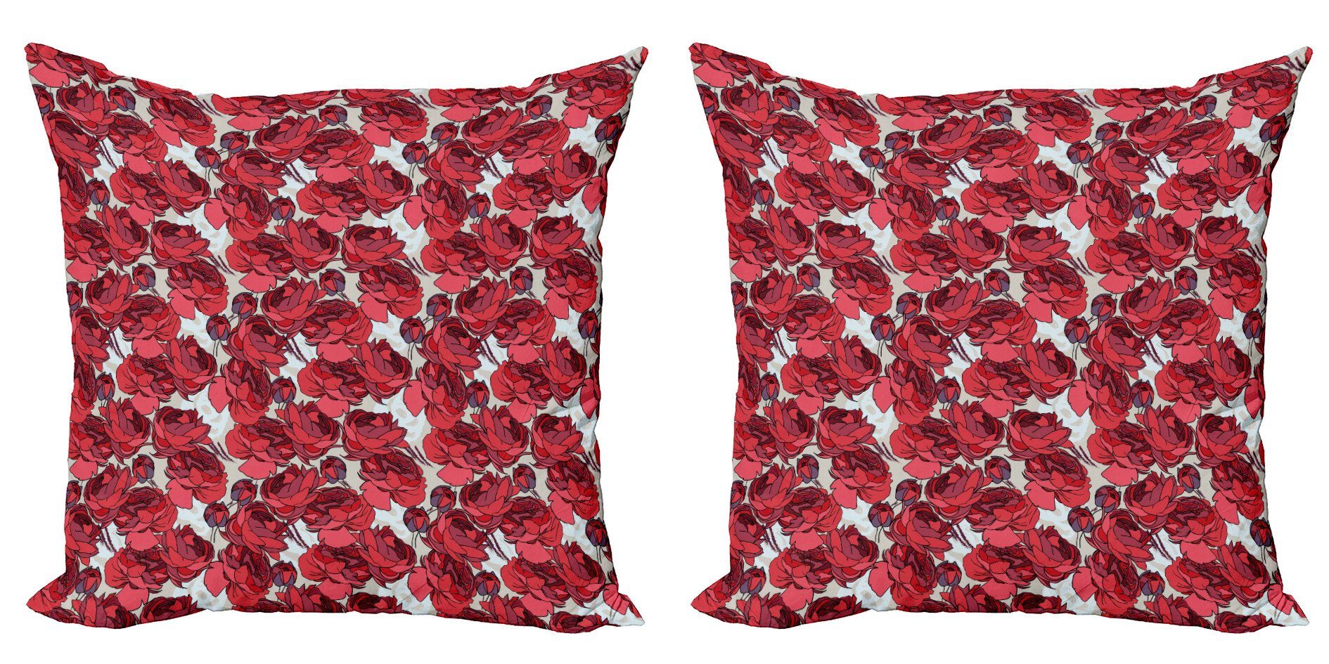 Kissenbezüge Modern Accent Doppelseitiger Digitaldruck, Abakuhaus (2 Stück), Blumen Vibrierende Rose-Blumenstrauß