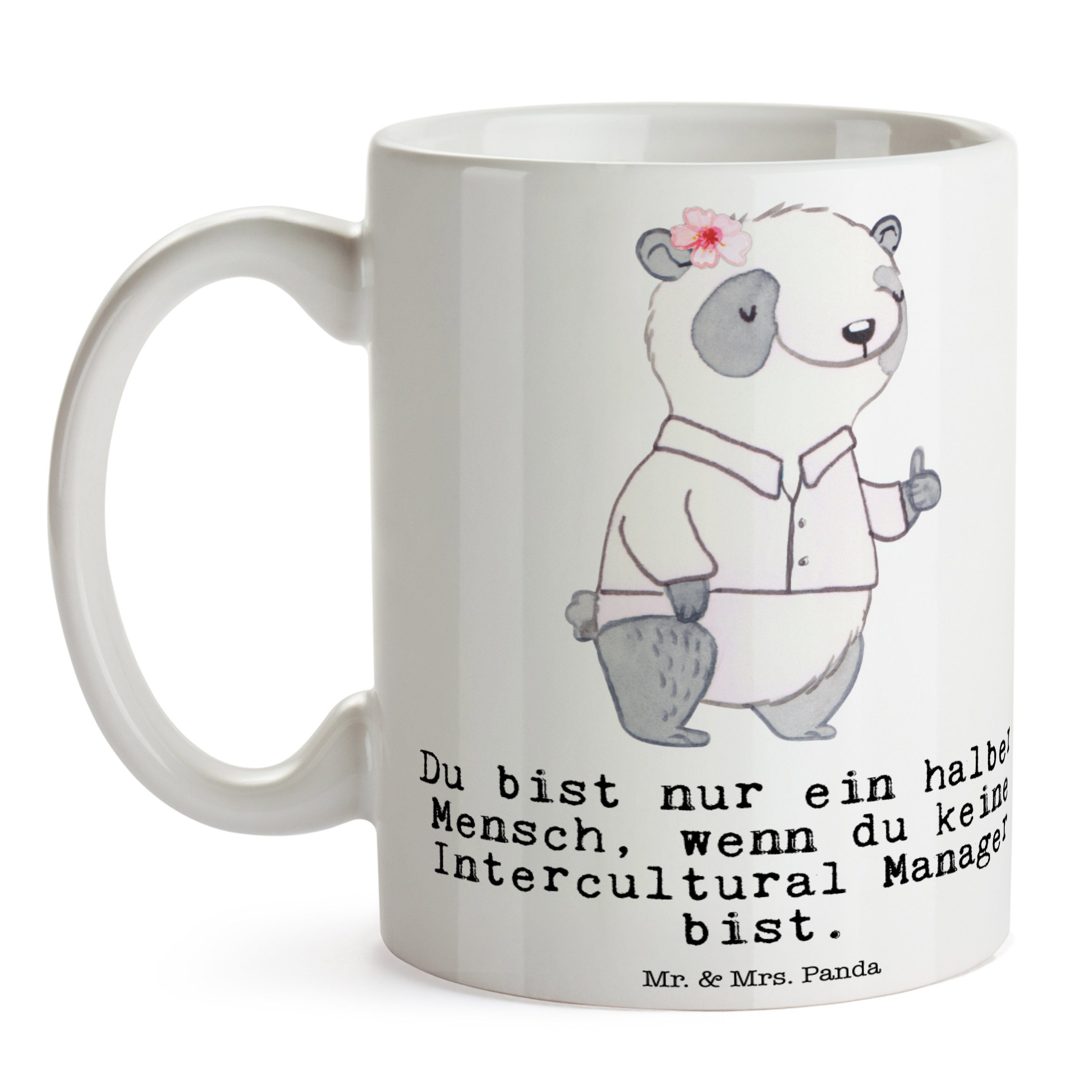 Panda Mrs. - Ta, - Intercultural Manager Ausbildung, Keramik & Büro Weiß Herz Mr. mit Tasse Geschenk,
