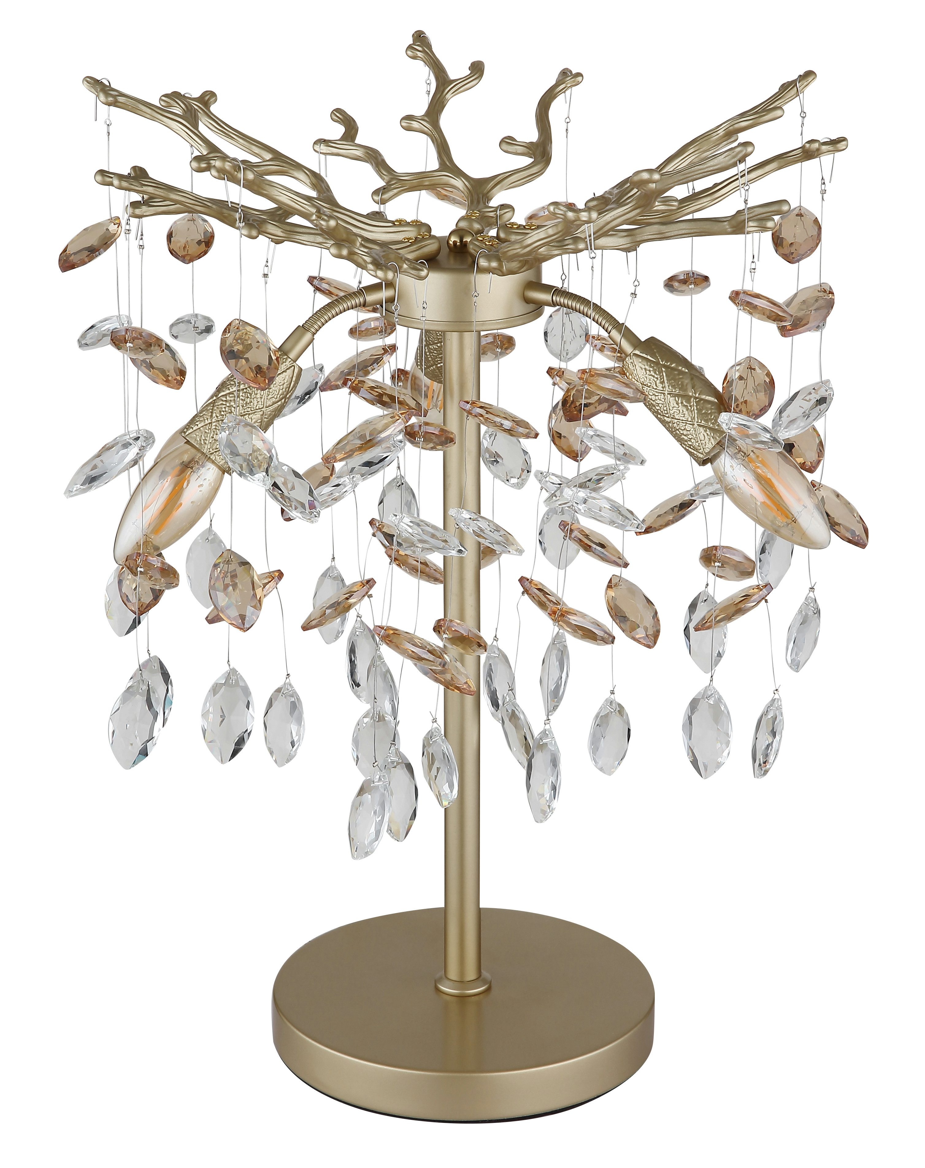 GLOBO LIGHTING Tischleuchte QUEENA, ohne Leuchtmittel, Tischleuchte für Wohnzimmer Kristall gold