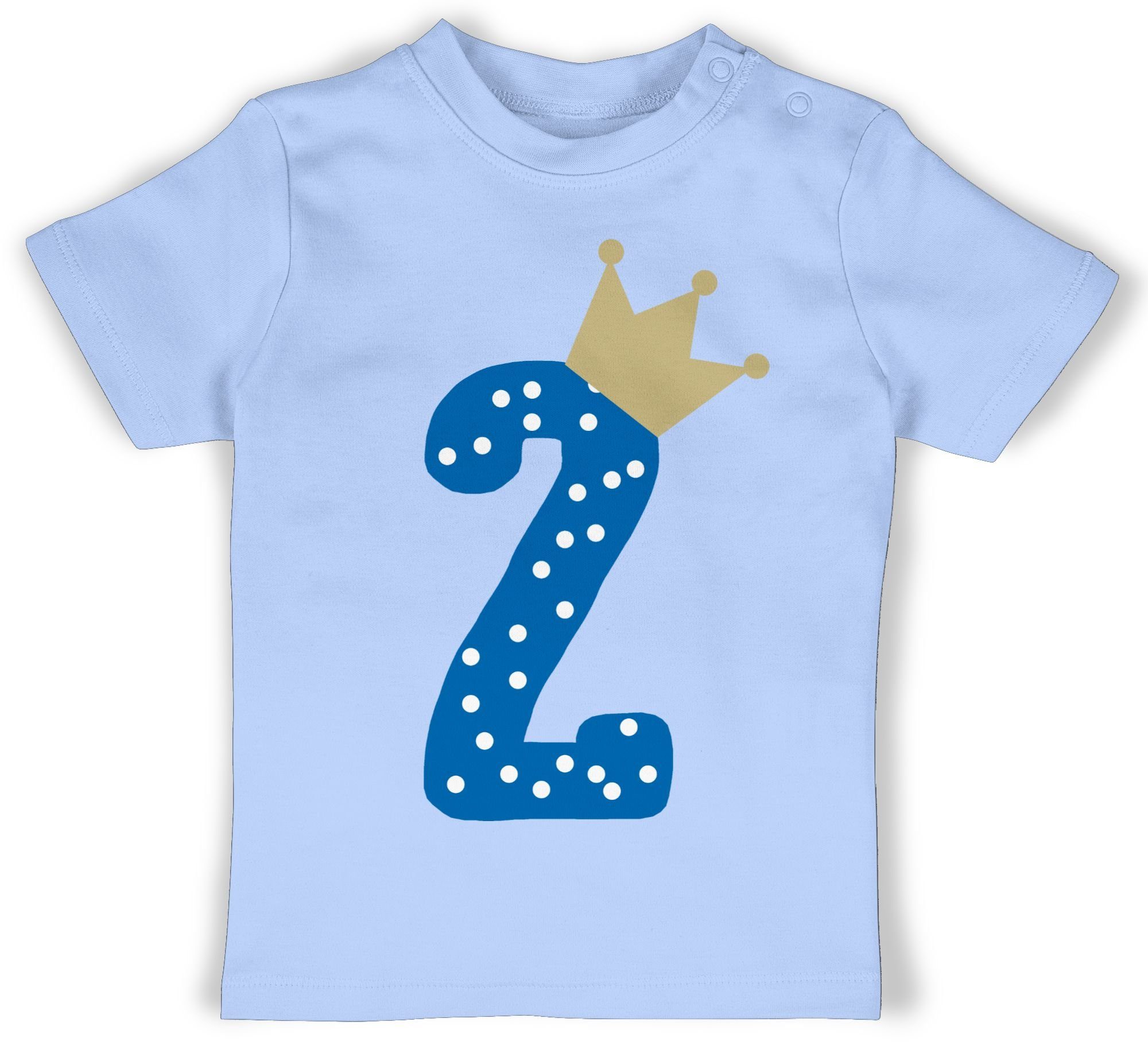 Shirtracer T-Shirt Zweiter Krone Junge 2. Geburtstag 2 Babyblau