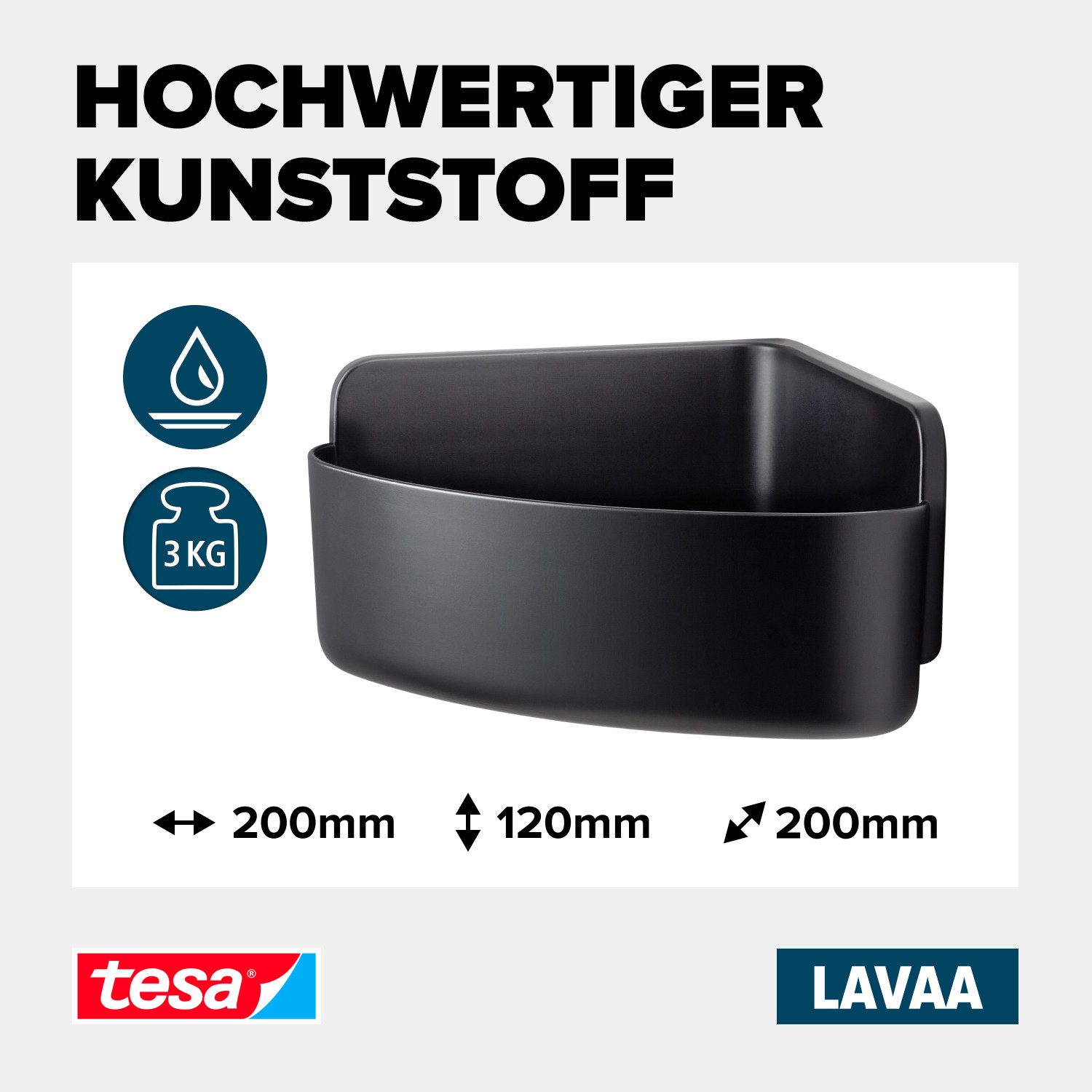 tesa Duschablage LAVAA Eck-Duschkorb mittel inkl. tesa Powerstrips Waterpro günstig online kaufen