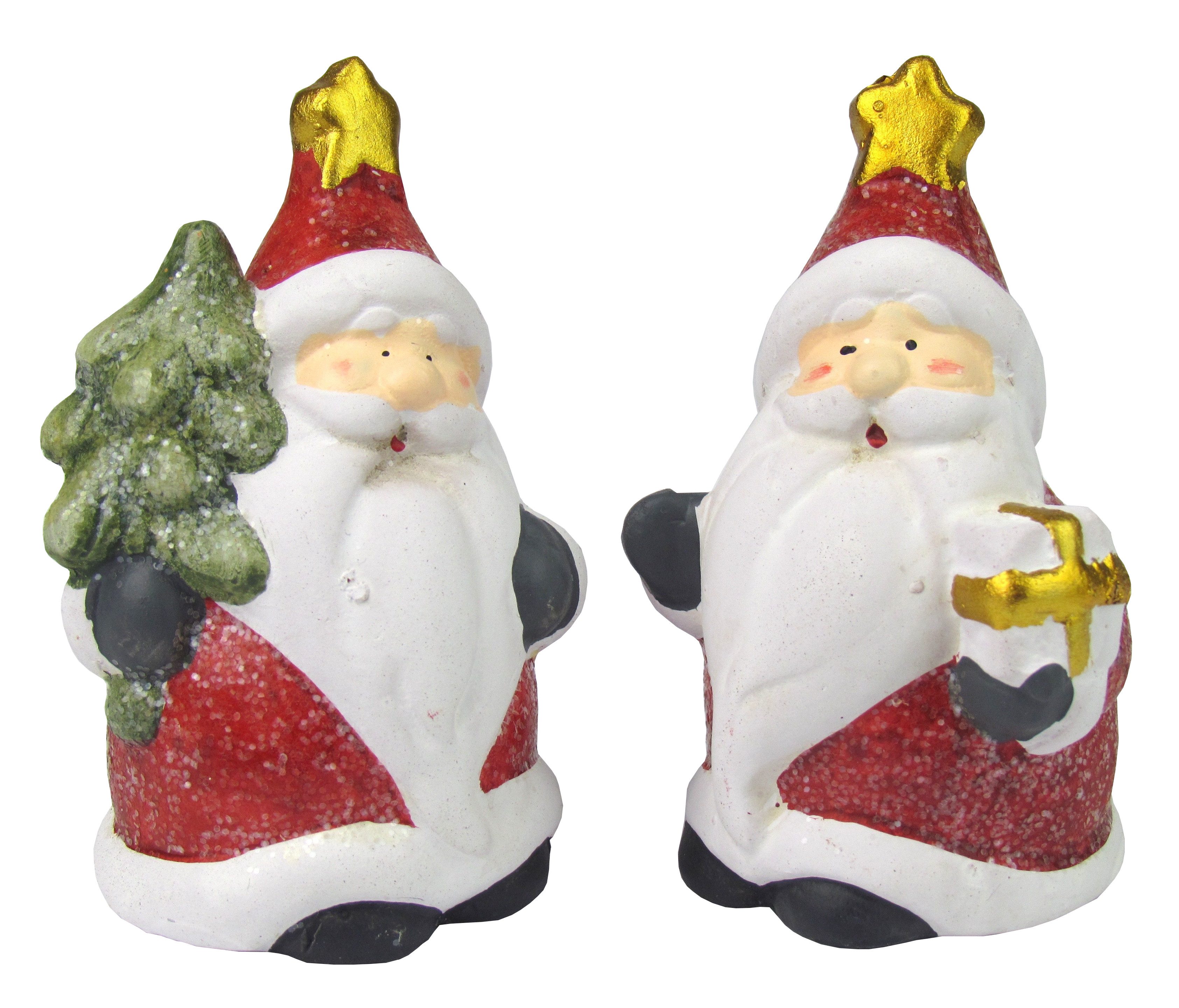 steinwohn Weihnachtsfigur 2er-Set aus Keramik, – Eisbär, Weihnachtsmann oder Elch - Handbemalt ‍
