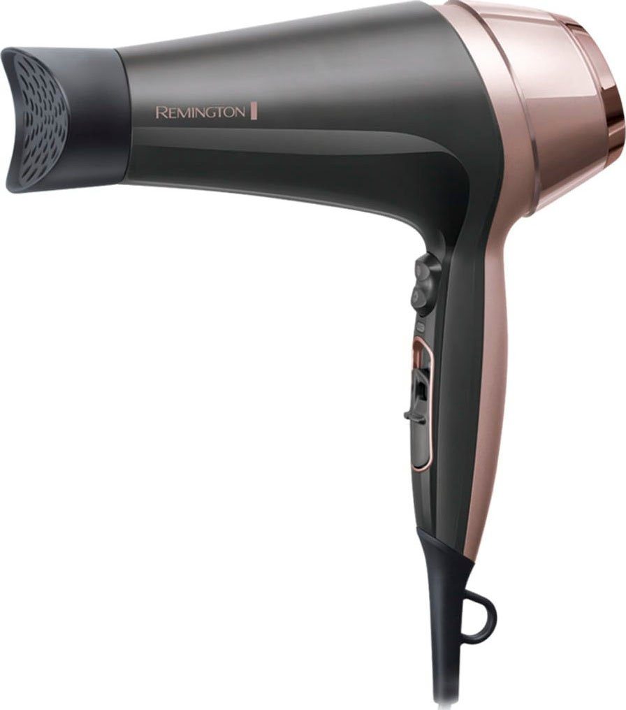Remington Haartrockner Curl & Straight Confidence (D5706), 2200 W, 2.200 Watt, Ionenpflege, inkl. Stylingdüse, Diffusor & Rundbürste grau