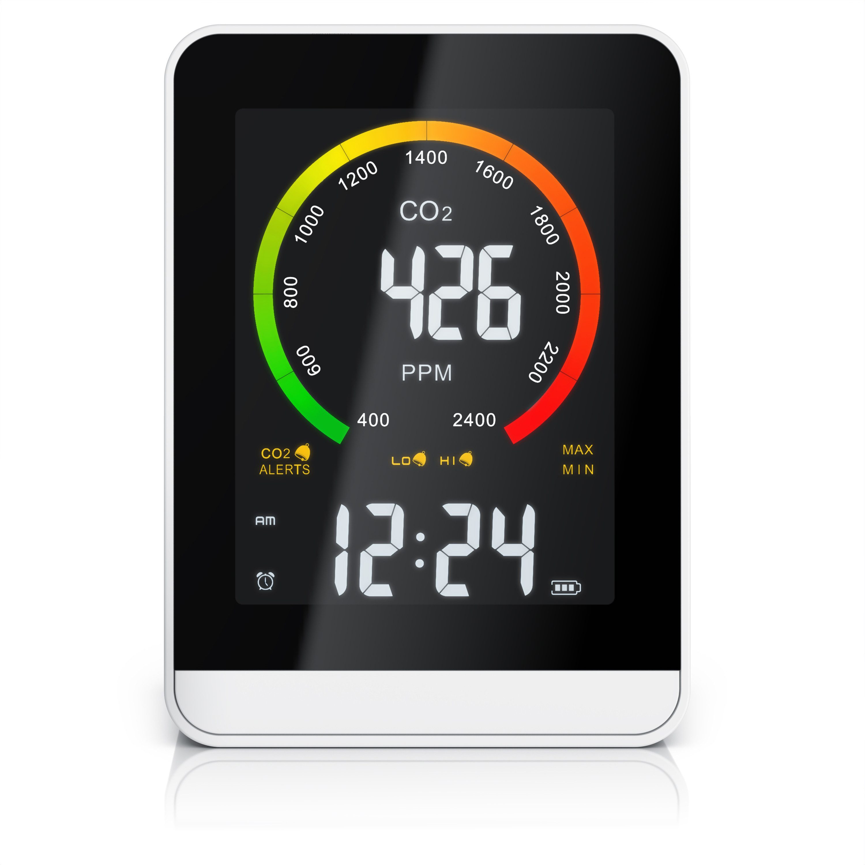 Brandson Raumluft-Qualitätssensor CO2 Messgerät, Luftqualität Melder, Kohlendioxidmessung, Warnmelder, (1-St), Sensor für Luftqualität, CO2 Messung, Präzise Kohlendioxidmessung
