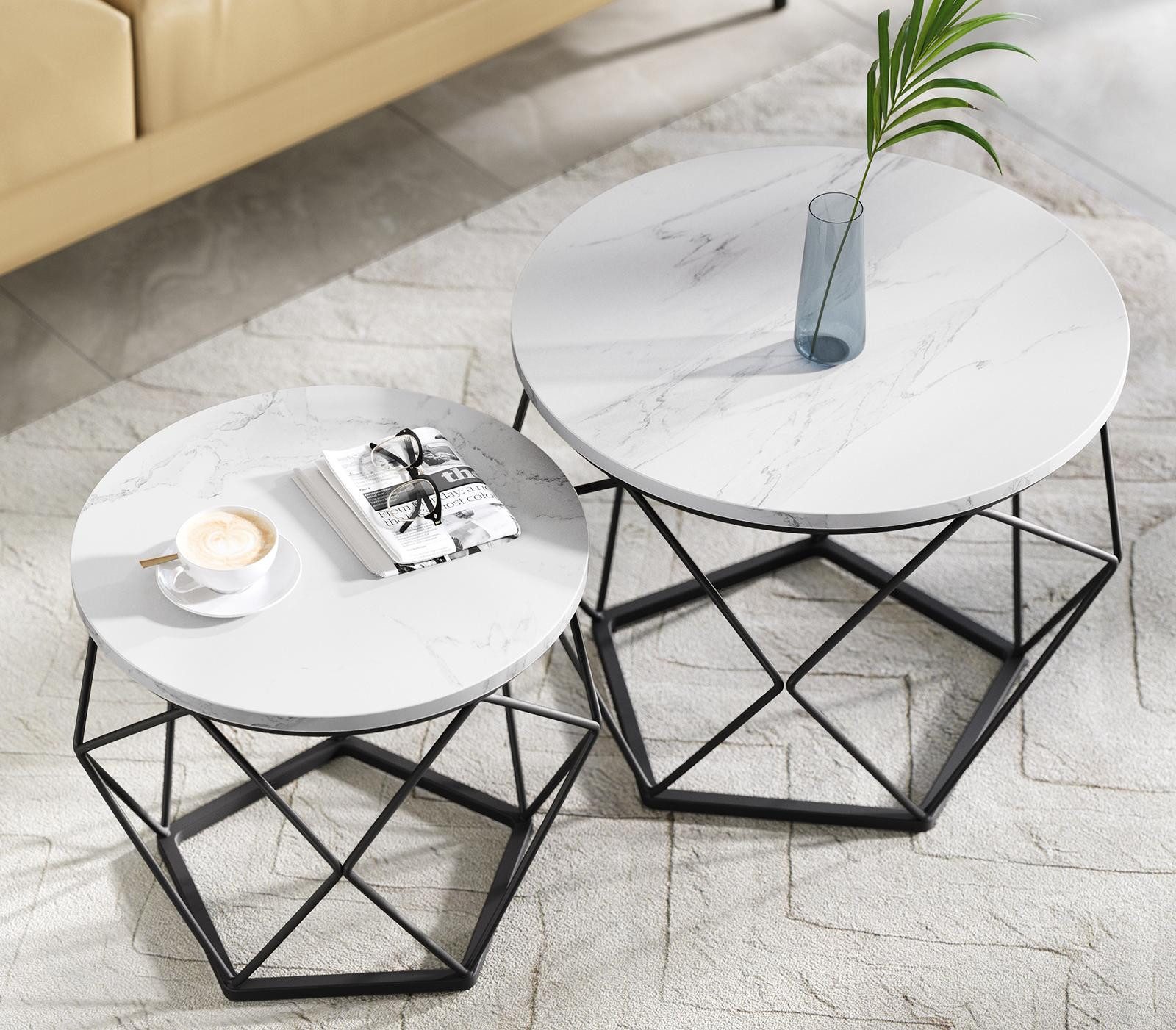 VASAGLE Couchtisch (2er Set), Beistelltisch, abnehmbare Tischplatte, Ø50x40 günstig online kaufen