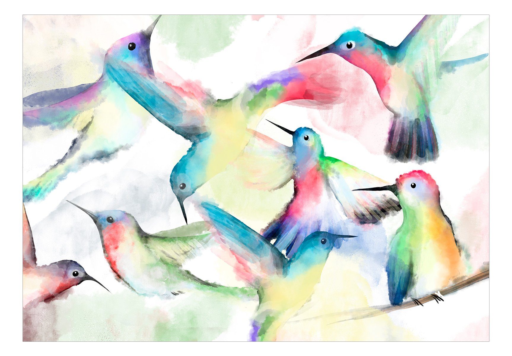 KUNSTLOFT Vliestapete Watercolor Birds matt, m, lichtbeständige 0.98x0.7 Tapete Design