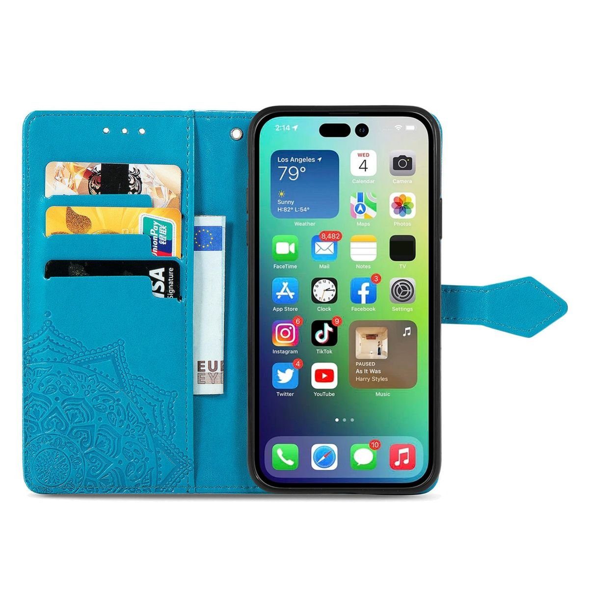 König Design Handyhülle Apple iPhone 15 Pro, Schutzhülle Schutztasche Case Cover Etuis Wallet Klapptasche Bookstyle