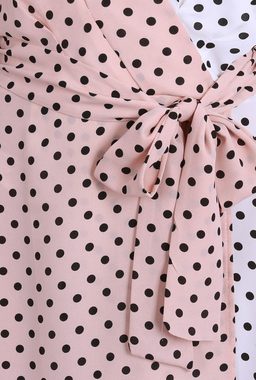 Sarcia.eu Minikleid Weiß-pinkes Minikleid Sommerkleid getupft FOREVER UNIQUE Puffärmel XL