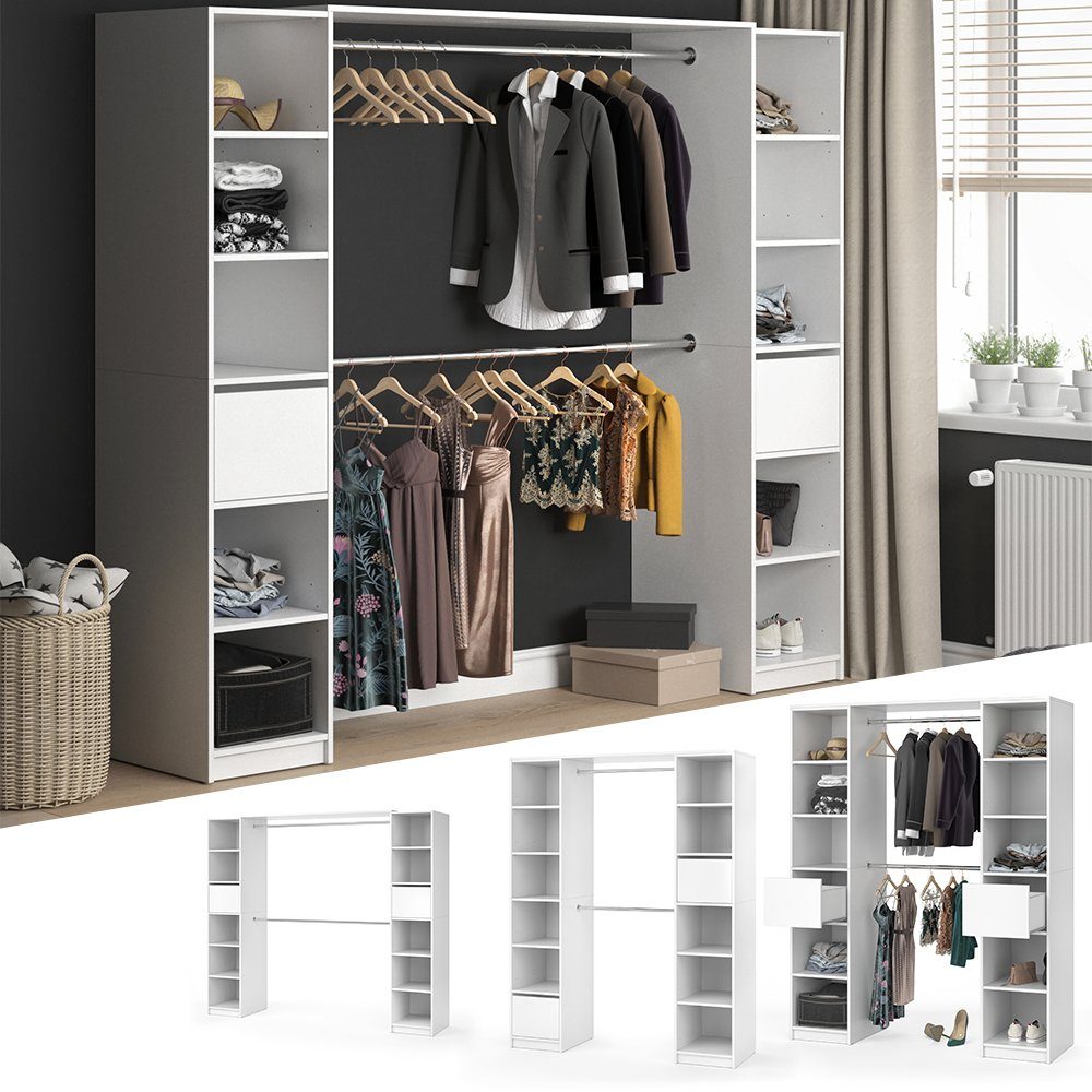 begehbares Vicco Kleiderschrank Schrank Regal VISIT Weiß XL