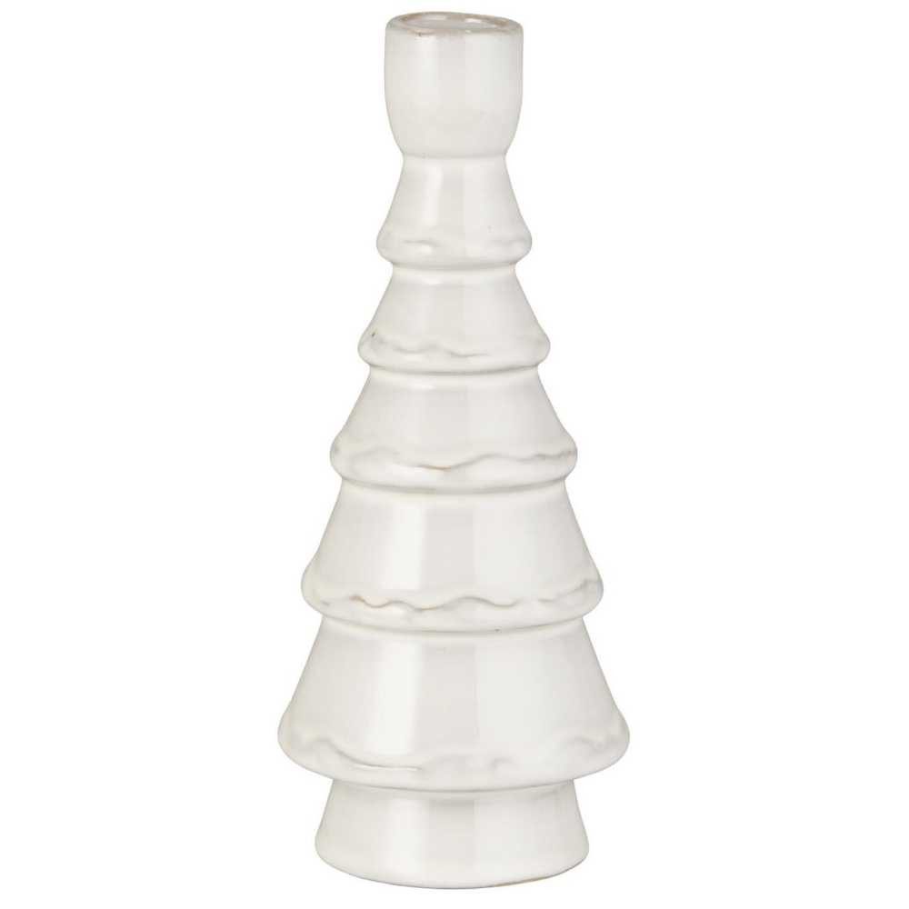 Ib Laursen Kerzenhalter IB Laursen Kerzenhalter TANNENBAUM Weiß Keramik für 1 Kerze 20 cm
