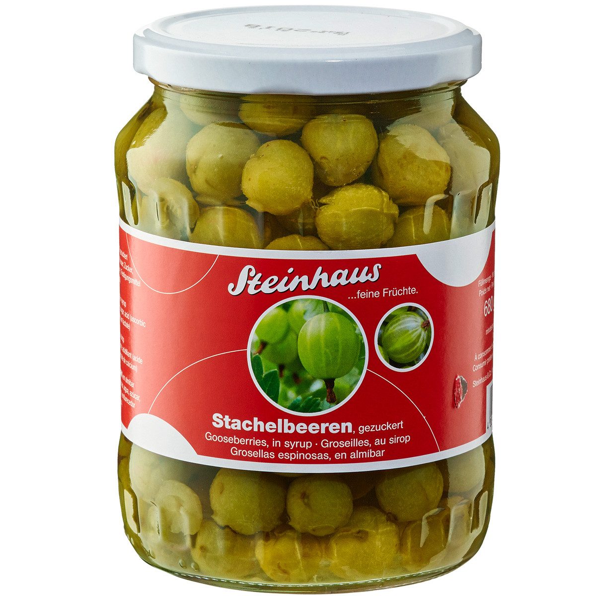 Steinhaus Obstkonserve, Steinhaus Stachelbeeren gezuckert im Glas fruchtig süß sauer 720ml