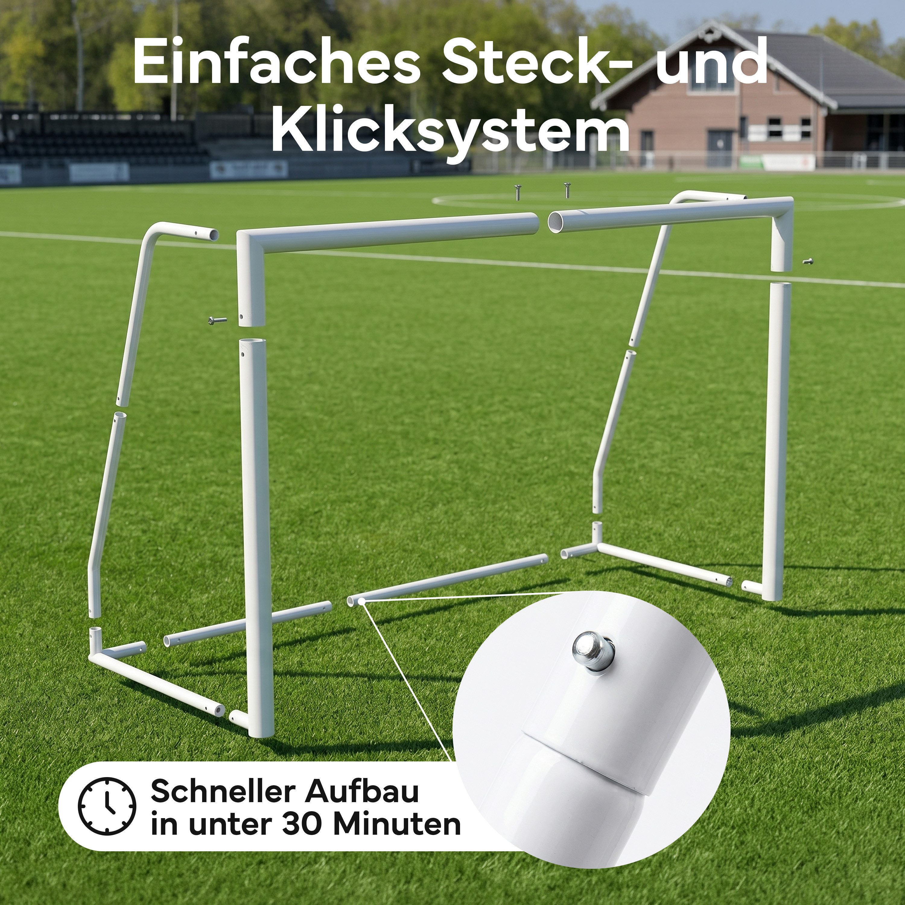 NEOLYMP Fußballtor für Garten – Robustes Stadion-Tor aus Metall, korrosionsgeschützt (Fußballtor für Garten mit Polyester-Netz – Einfacher Aufbau), Wetterfestes – Bild 5 von 5