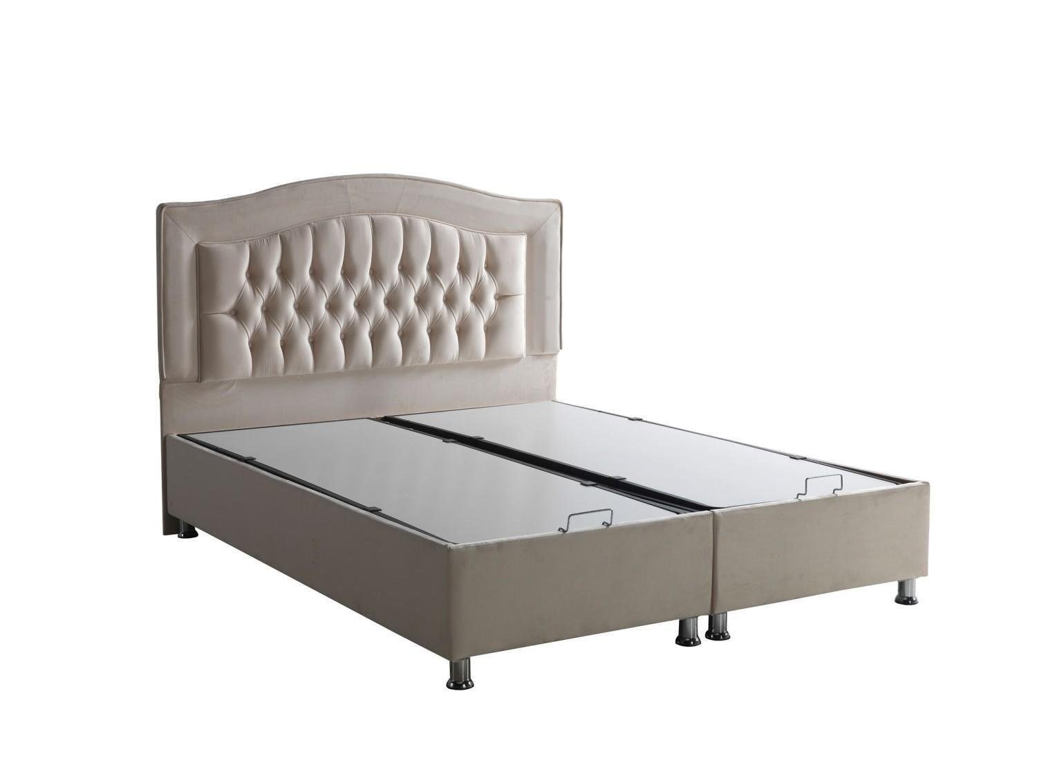 JVmoebel Bett Bett Polster Silber (Bett), Luxus Möbel Schlafzimmer Beige Design Betten In Made Europe