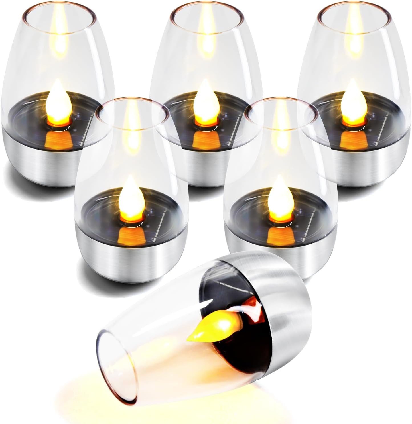 FELIXLEO LED-Kerze 6er Set LED Teelichter Solar Aufladbar Flackernd Wetterfest