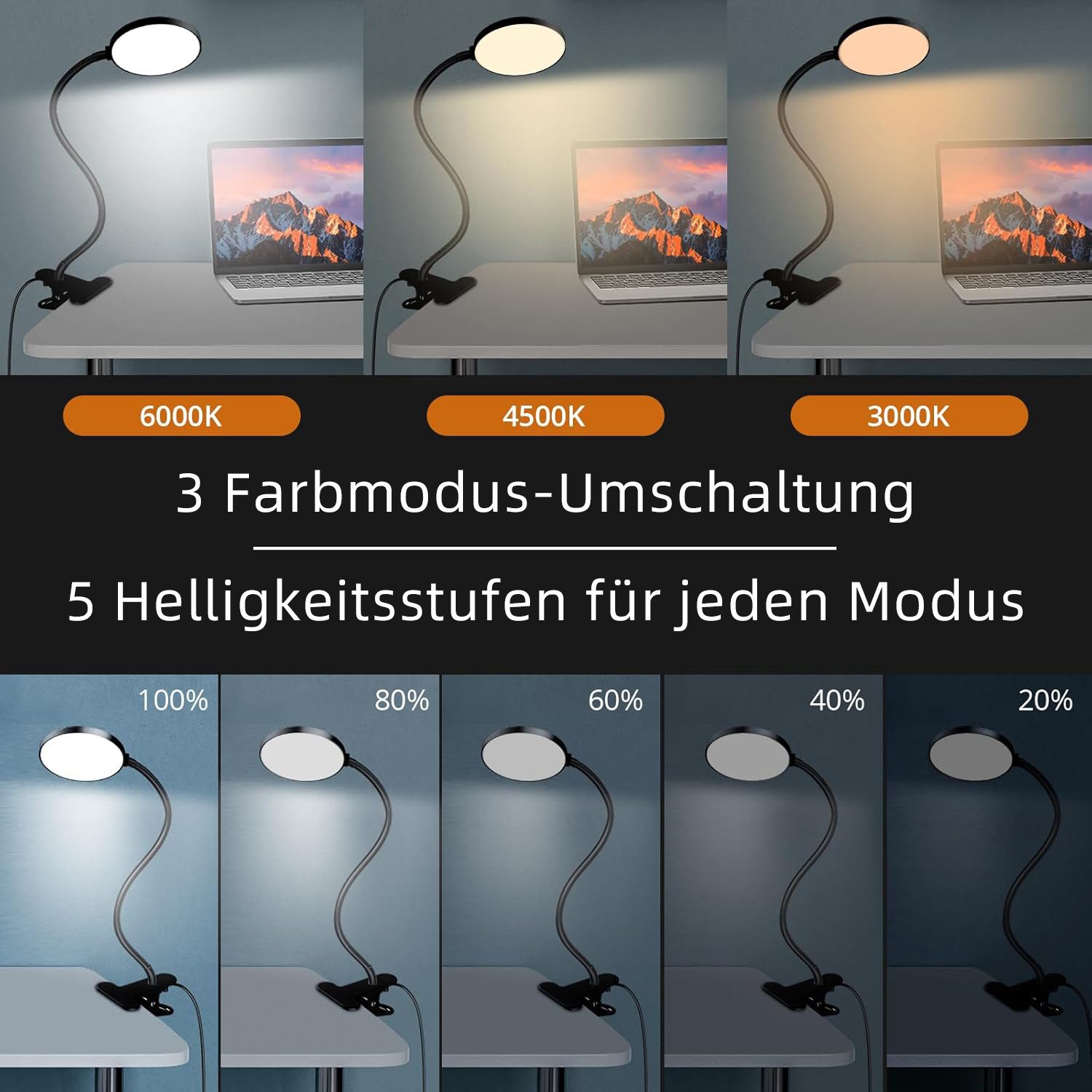 Qualra LED Schreibtischlampe LED Schreibtischlampe Klemmbar günstig online kaufen