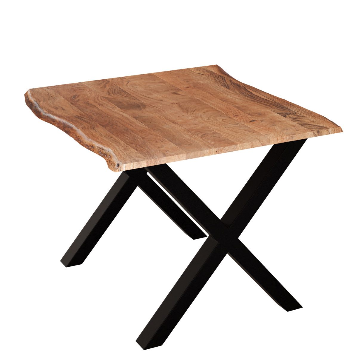 Liadomo Baumkantentisch Isa, Akazie Massivholz, Platte mit natürlicher Baumkante, Metallgestell