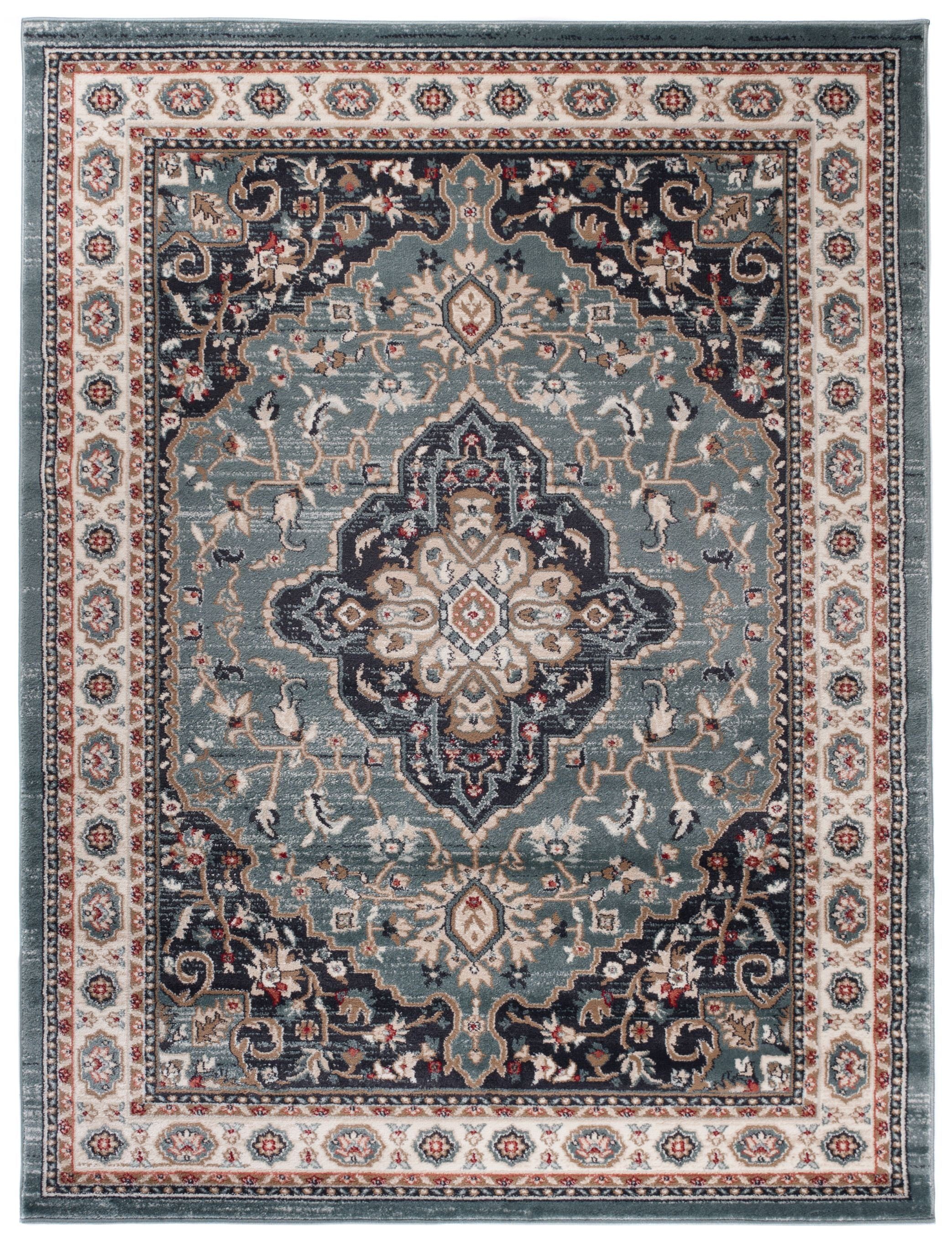 Mazovia Orientteppich Oriente Teppich - Traditioneller Teppich Orient Blau Schwarz, 60 x 100 cm, Geeignet für Fußbodenheizung, Pflegeleicht, Wohnzimmerteppich