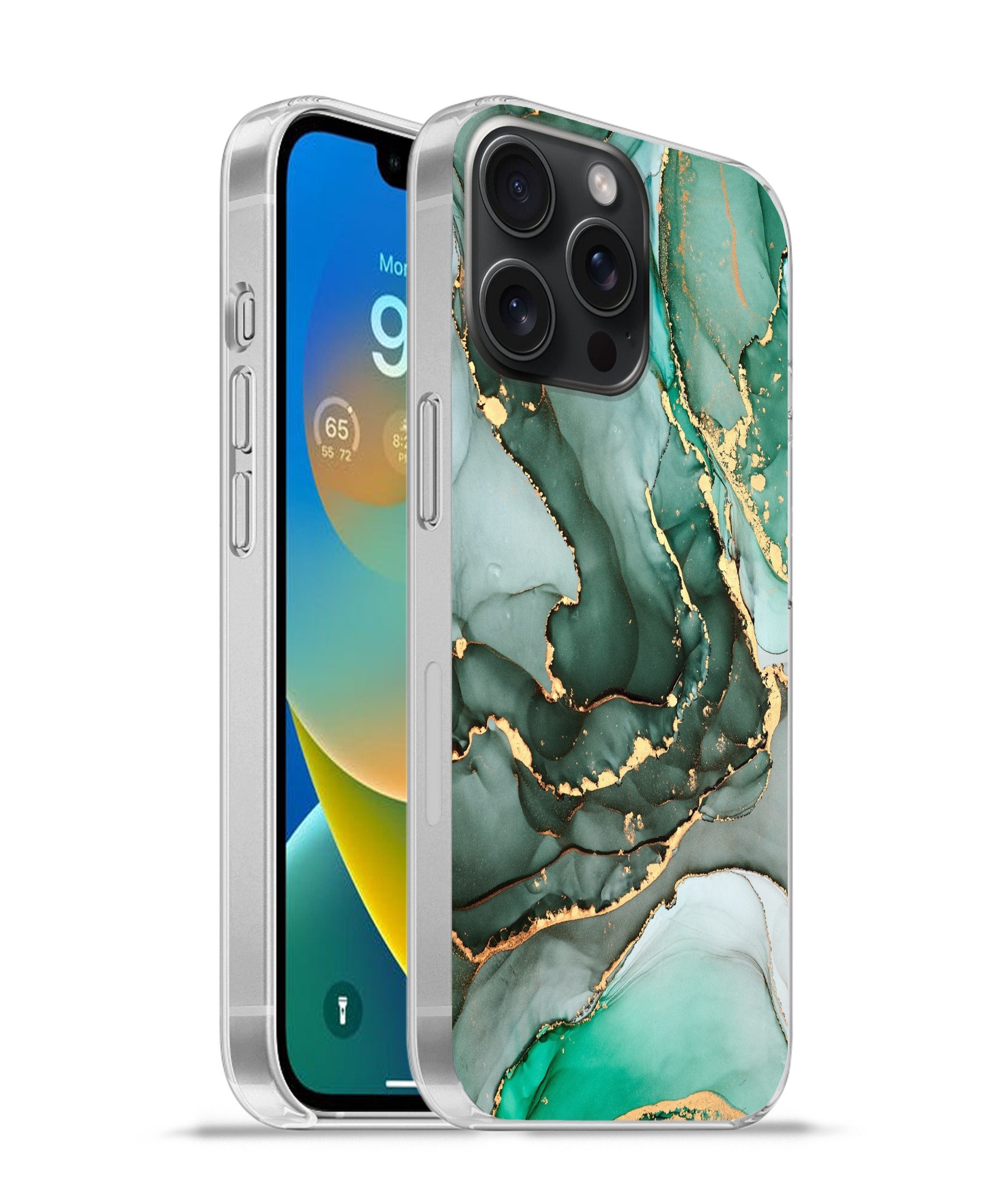 MuchoWow Handyhülle für Apple iPhone 15 Pro Max Gold - Marmor - Grün - Luxus - Marmoroptik, Smartphone-Bumper, Print, Handy Schutzhülle Dünn