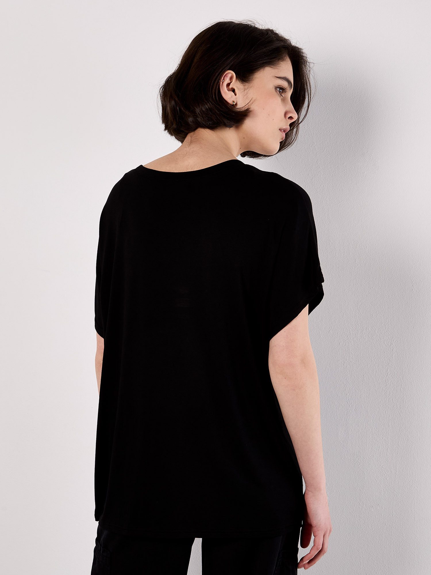 Apricot T-Shirt T-Shirt mit verstreuten Strassquadraten