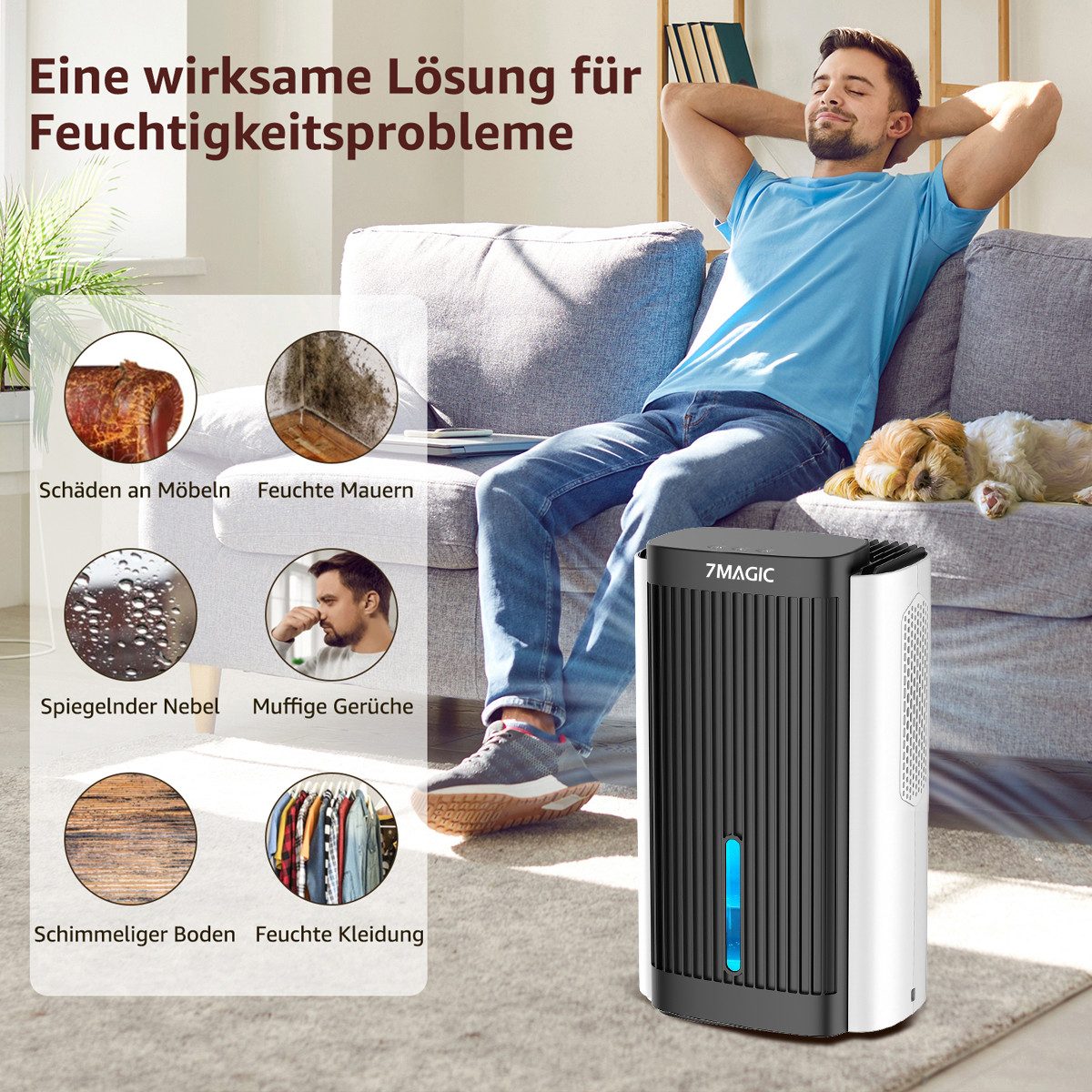 7MAGIC Luftentfeuchter, für 50 m³ Räume, Entfeuchtung 1,10 l/Tag, Tank 2,80 günstig online kaufen