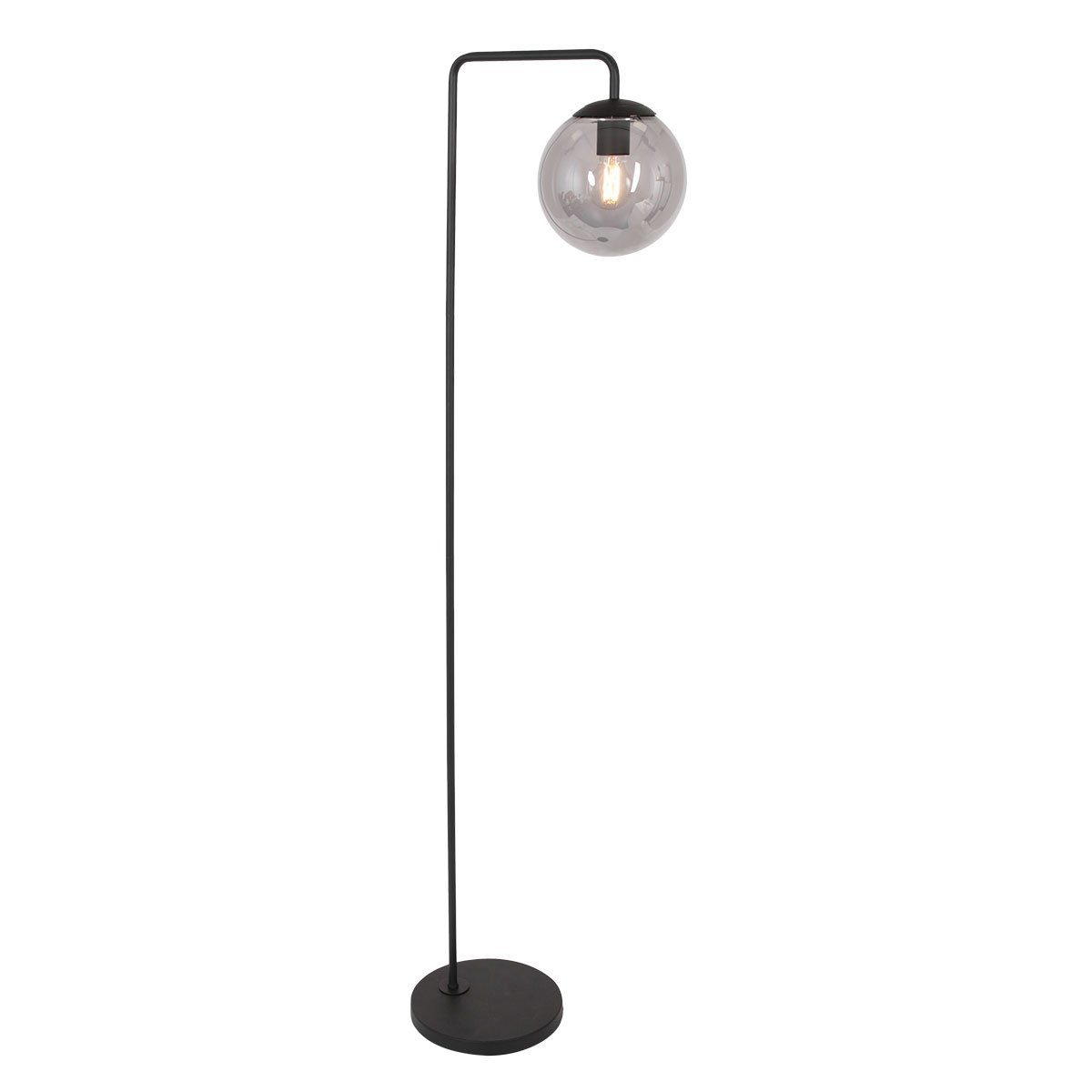 Liadomo Stehlampe Poliqua, ohne Leuchtmittel, Industrial-Style, Rauchglas, Atmosphärisches Licht, E27