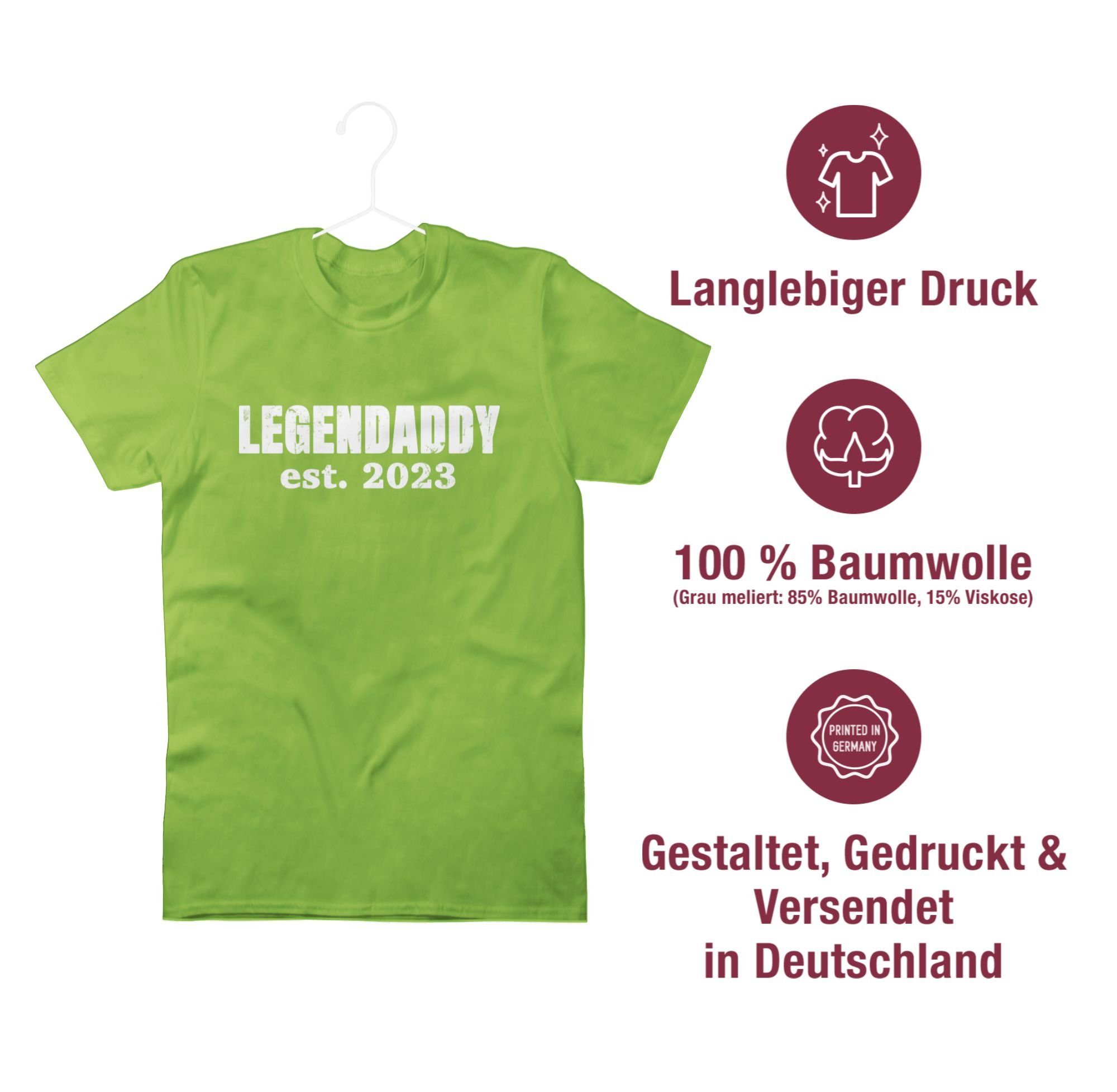 Shirtracer T-Shirt Papa est. für 2023 weiß 02 Hellgrün Vatertag Geschenk Legendaddy
