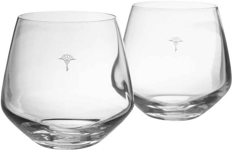 Joop! Tumbler-Glas »JOOP! SINGLE CORNFLOWER«, Kristallglas, mit einzelner Kornblume als Dekor, 2-teilig