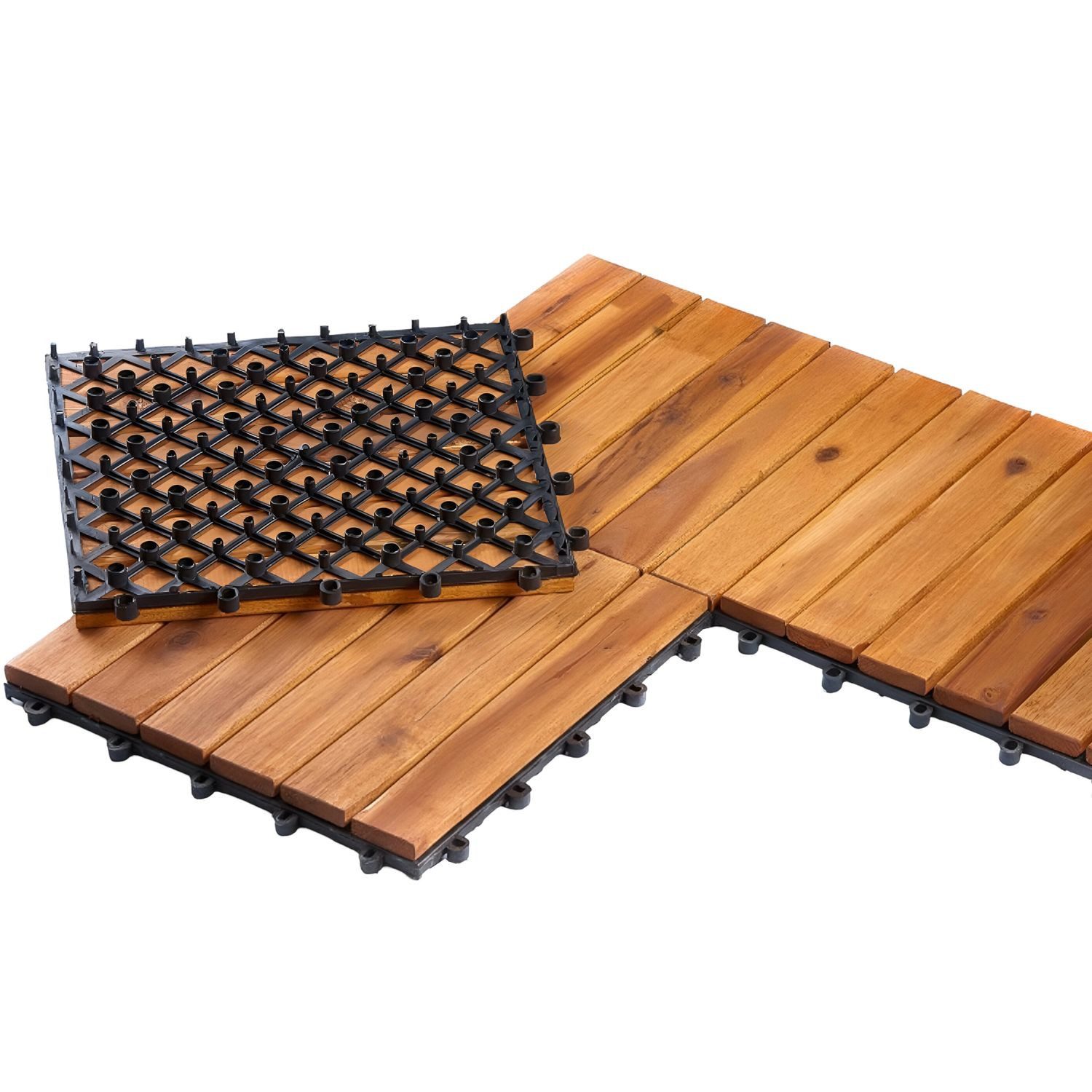 BURI Holzfliesen 12m² BURI® Holzfliesen geölt 30x30 Akazienholz Terrassenfliesen Garten