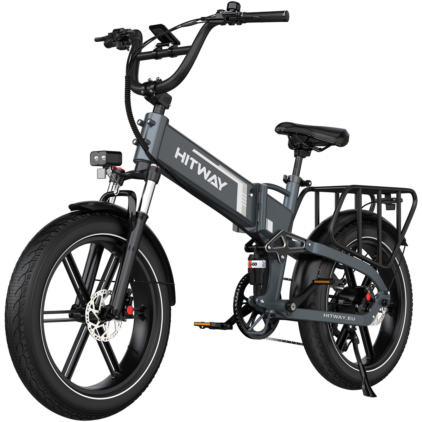 HITWAY E-Bike Mountainbike BK10S 20*4,0 zoll E-Faltrad mit Samsung-Akku max. 70-120km, 7 Gang shimano shimano Schaltwerk, Kettenschaltung, Heckmotor, 720 Wh, mit Doppelte Stoßdämpfung, hydraulische Bremsen, APP-Funktion