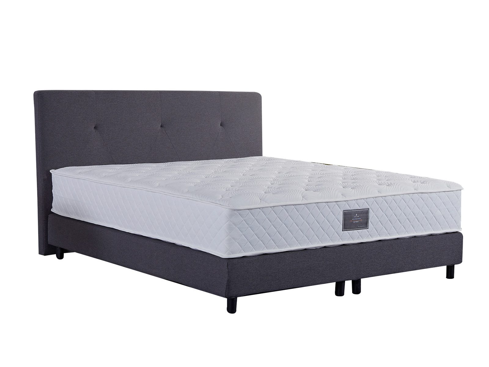 V6 Boxspringbett 214 Polsterbett bis 180x200 cm, Gestepptes Kopfteil, Ohne Matratze