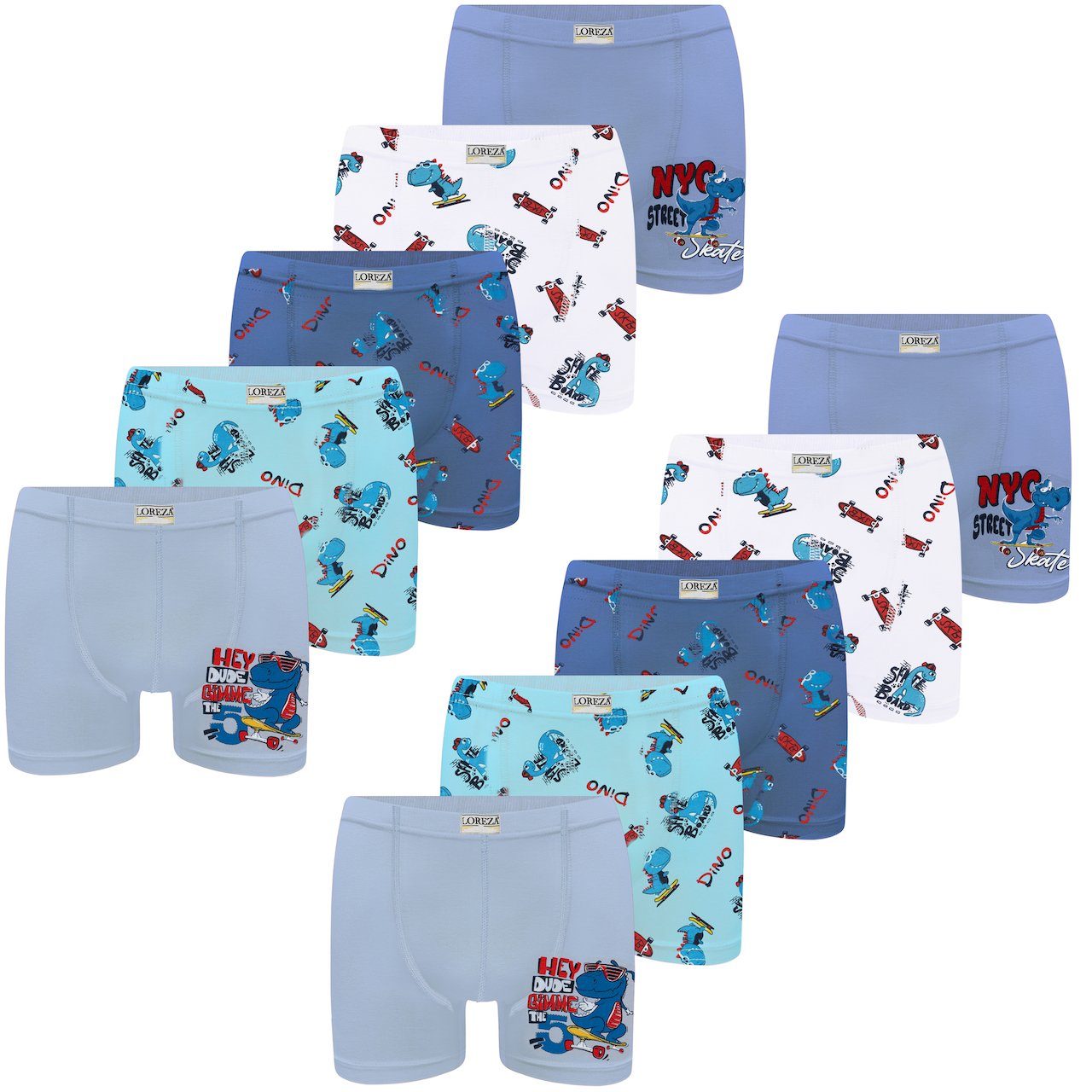 Boxershorts 10er Set Jungen Boxershorts - Dino- Bunt