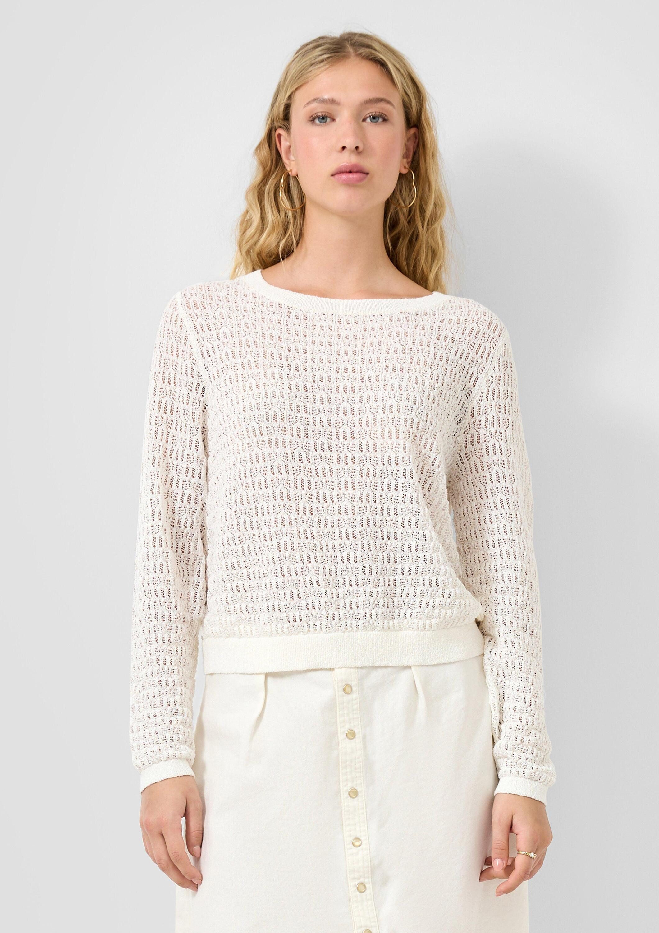 QS Longpullover Strickpullover Pullover mit Ajourmuster