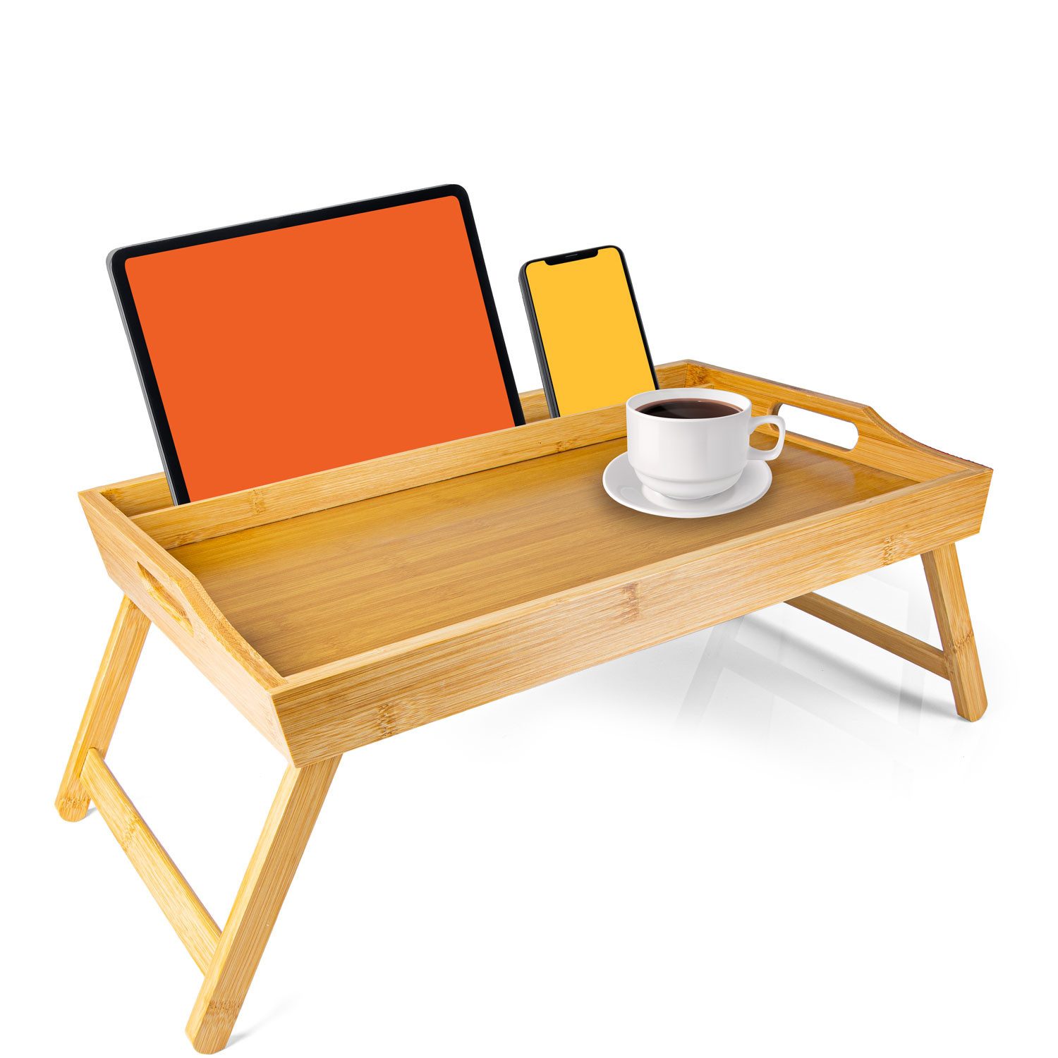 Dimono Tabletttisch Frühstückstablett Bambus Bett-Tablett, Serviertablett B günstig online kaufen