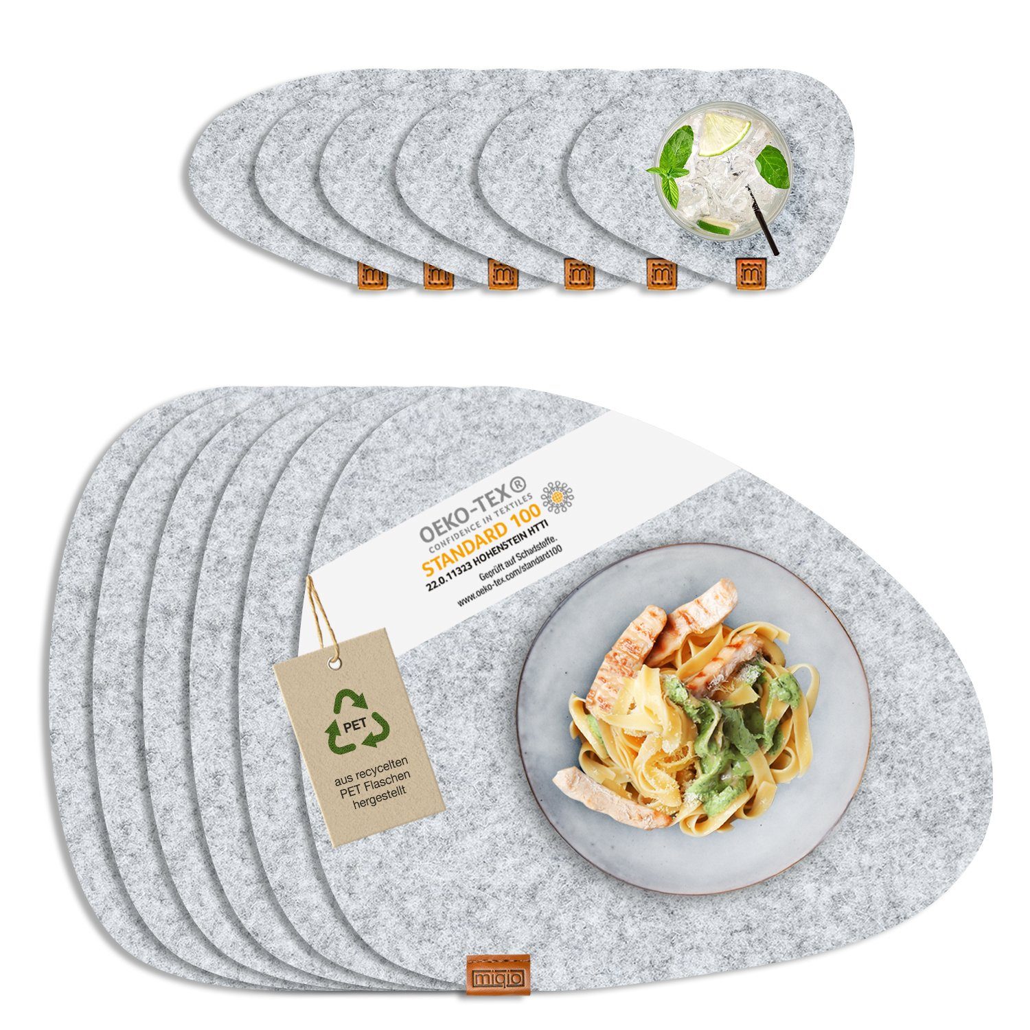 Platzset 12 er Set Tischsets 6 Platzsets Glasuntersetzer 40 x 32 cm