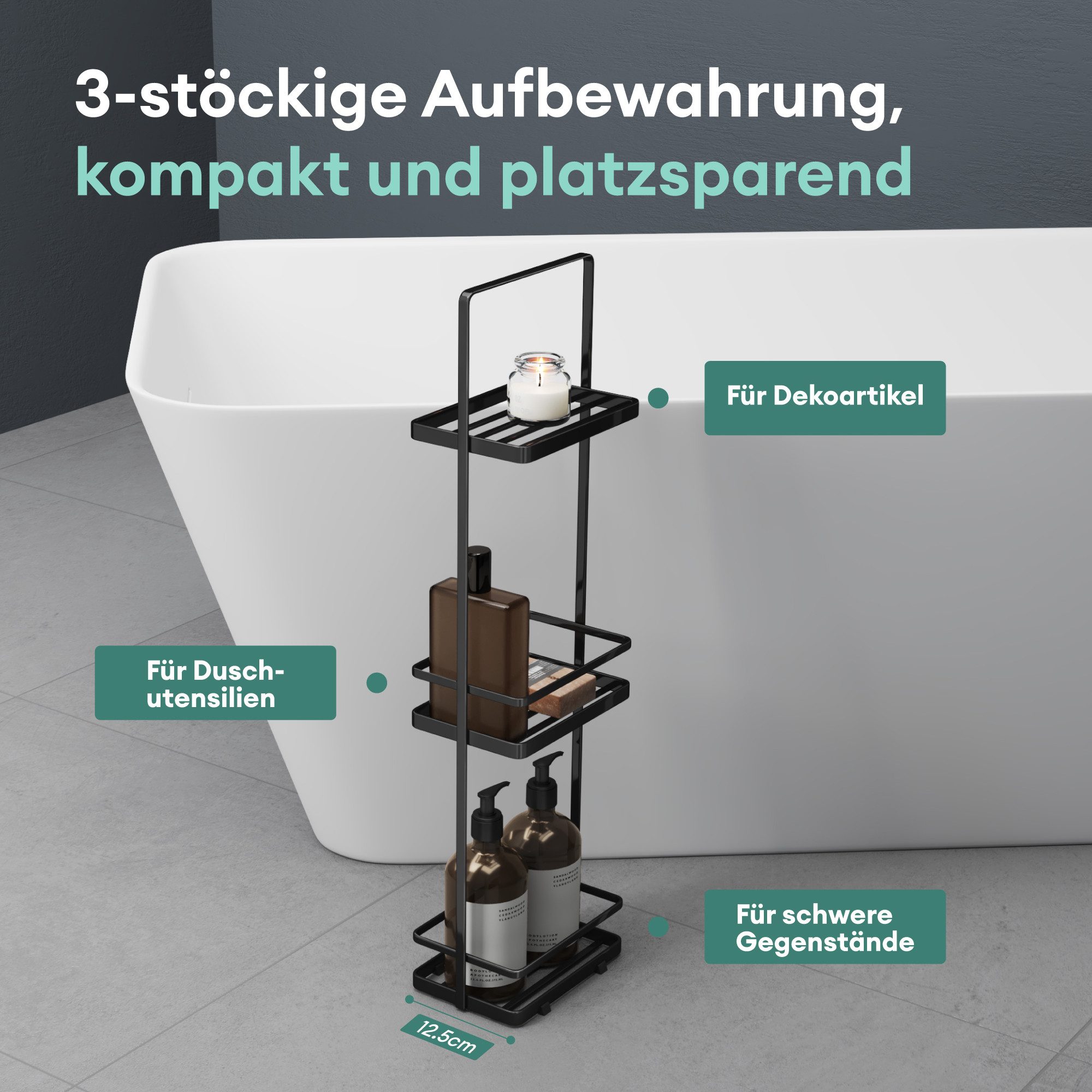 Mai & Mai Badregal Duschregal Standregal 3-stöckige aus Metall Bodenstehend günstig online kaufen