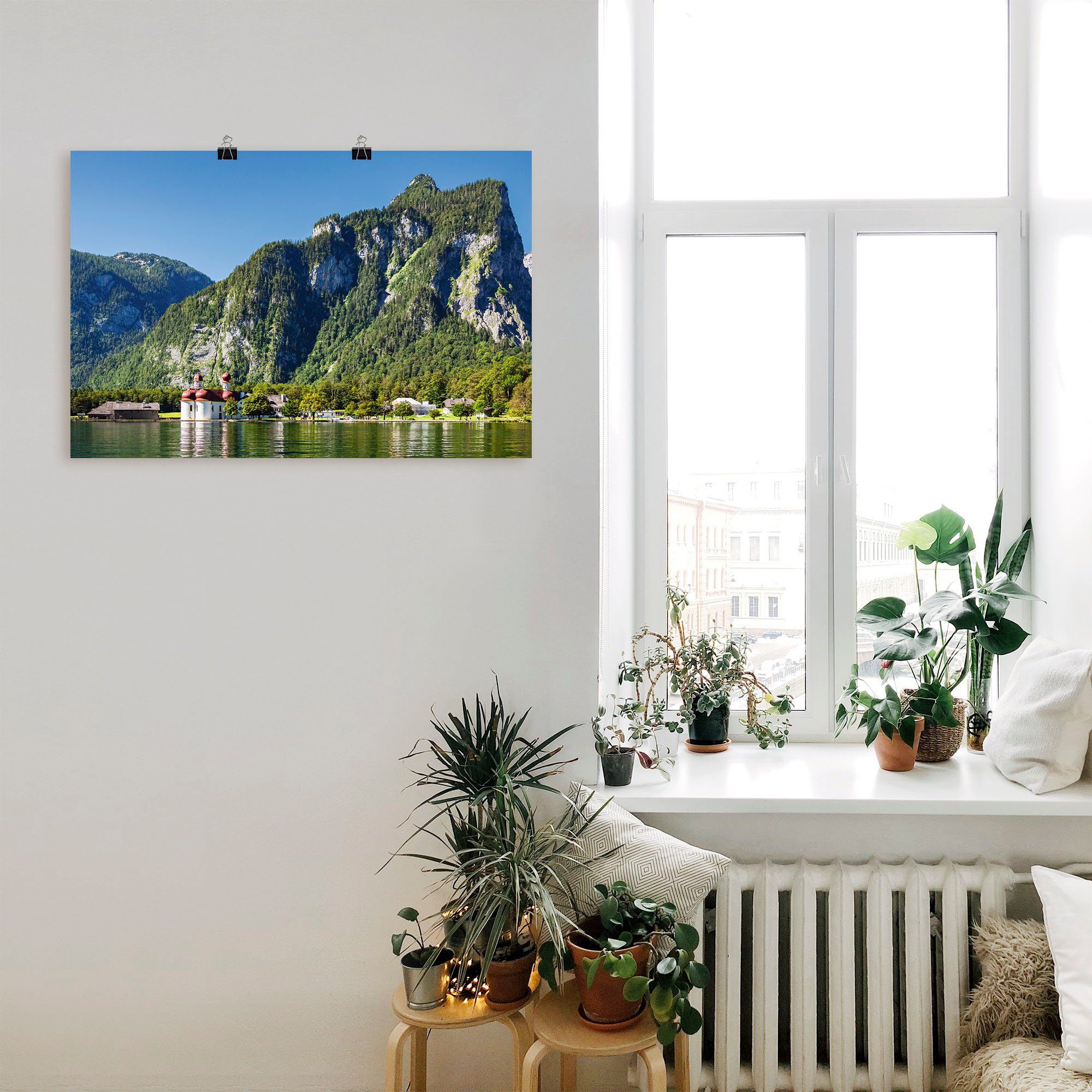 Alpenbilder (1 Königssee, oder Poster Blick Größen versch. auf als Berge den Wandaufkleber Leinwandbild, Wandbild & Alubild, in St), Artland