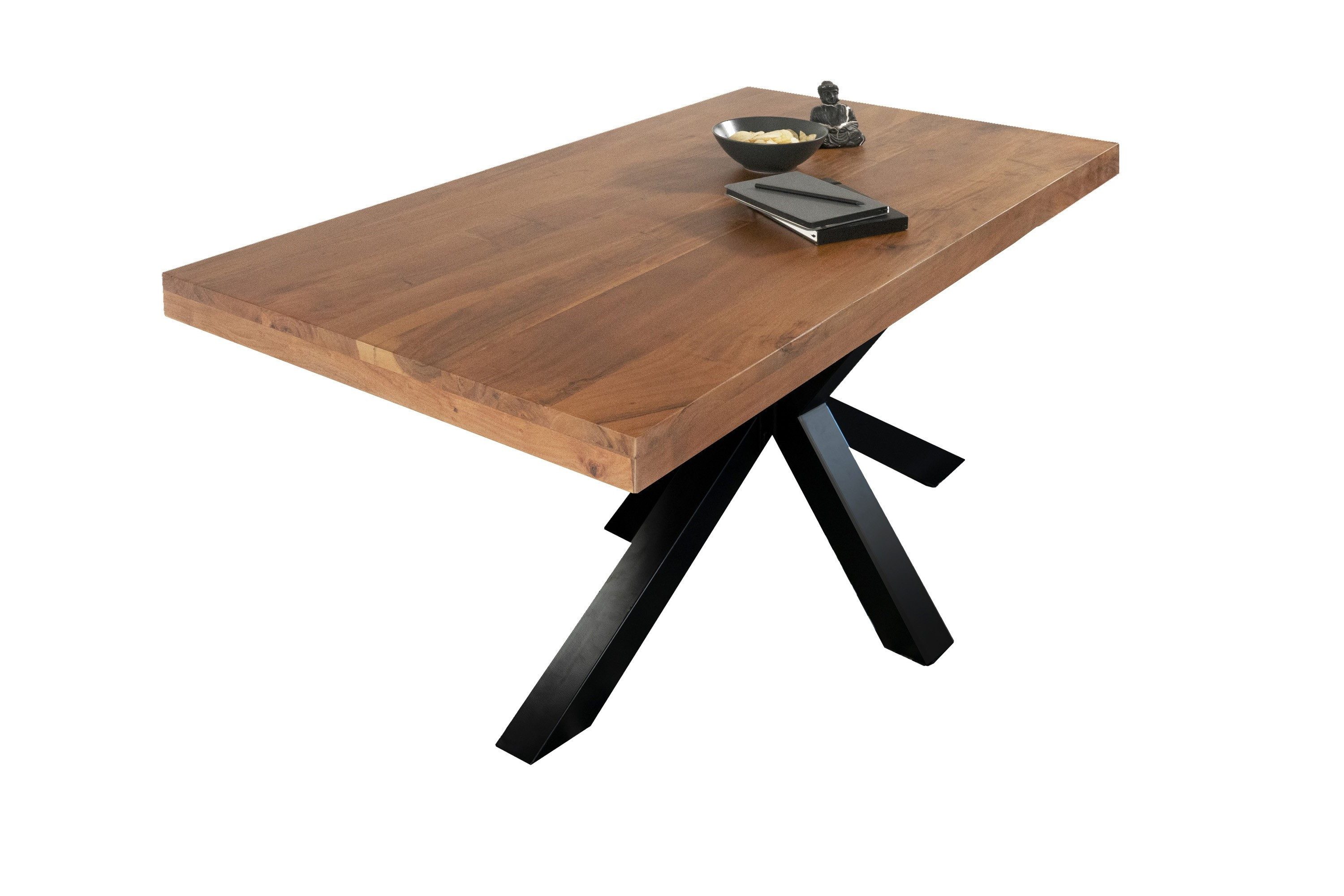 Loreno® Esstisch Rio, Akazienholz, Metallgestell Spider-Form, günstig online kaufen