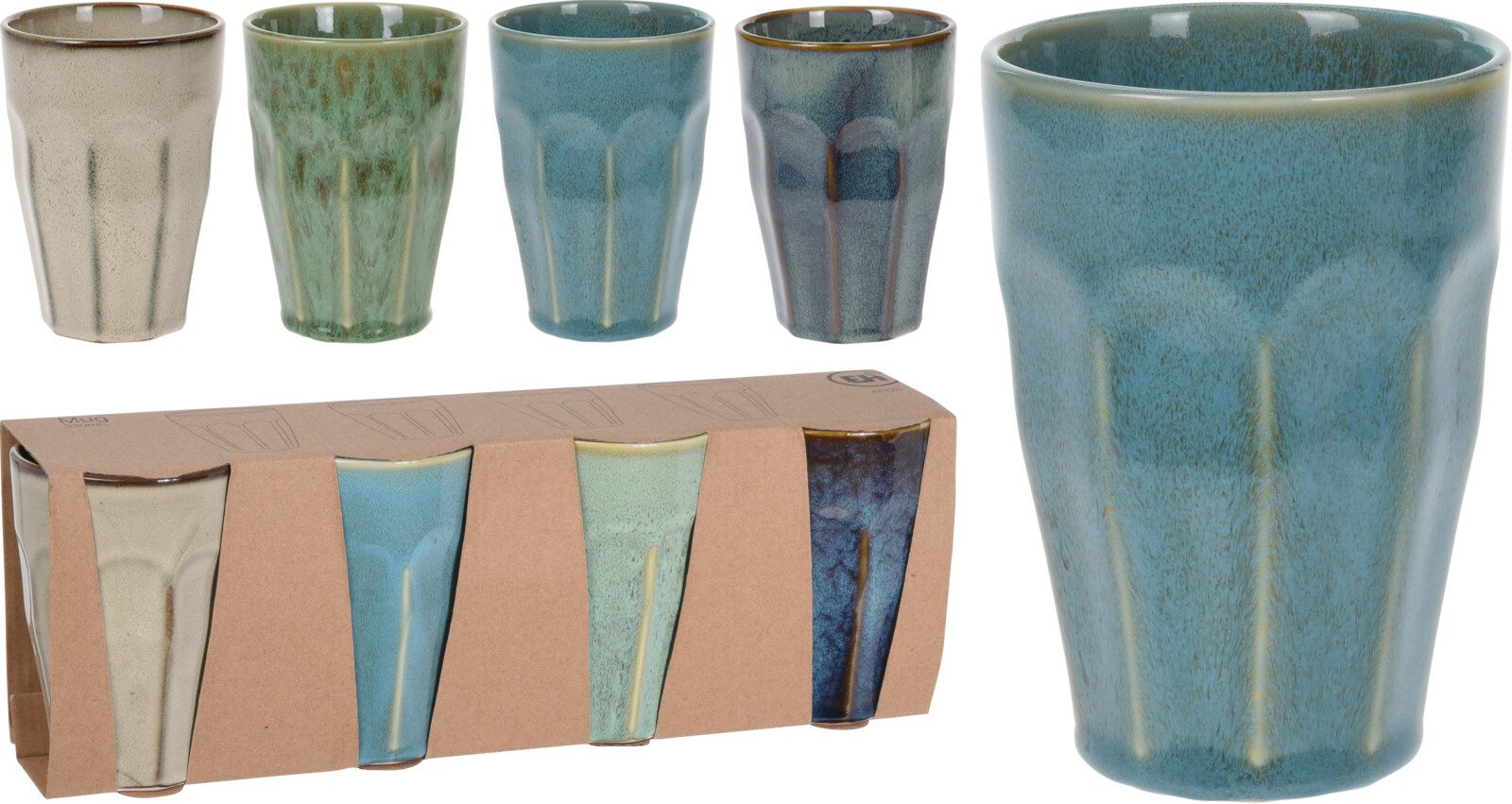 Becher Mug Kaffeebecher 12,5x9cm Cafe Tasse Bunte Farben