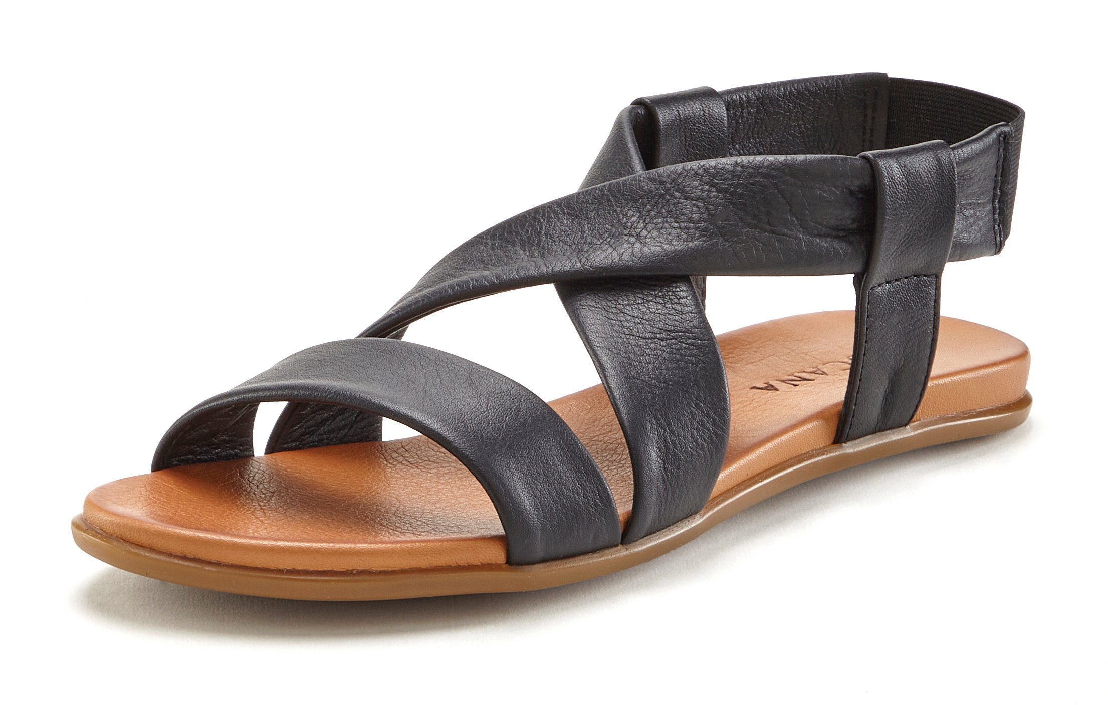 LASCANA Sommerschuh Sandale aus Leder mit raffinierten Riemchen, Sandalette günstig online kaufen