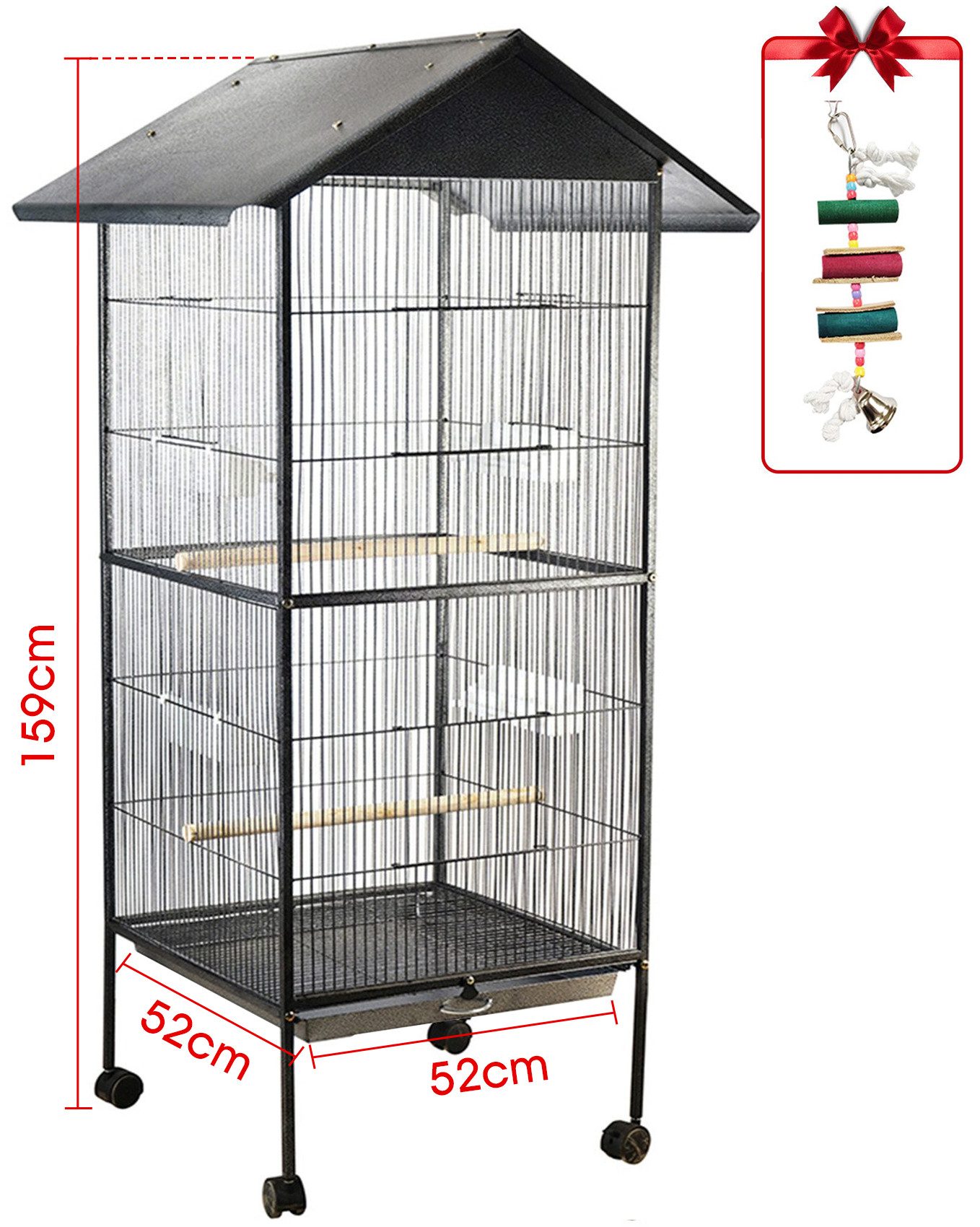 Hiazurm Vogelkäfig Vogelkäfig, Vogelvoliere Papageienkäfig, Tierkäfig Vogelkäfig große Kapazität Nesting Supplies,52 x 52 x159cm