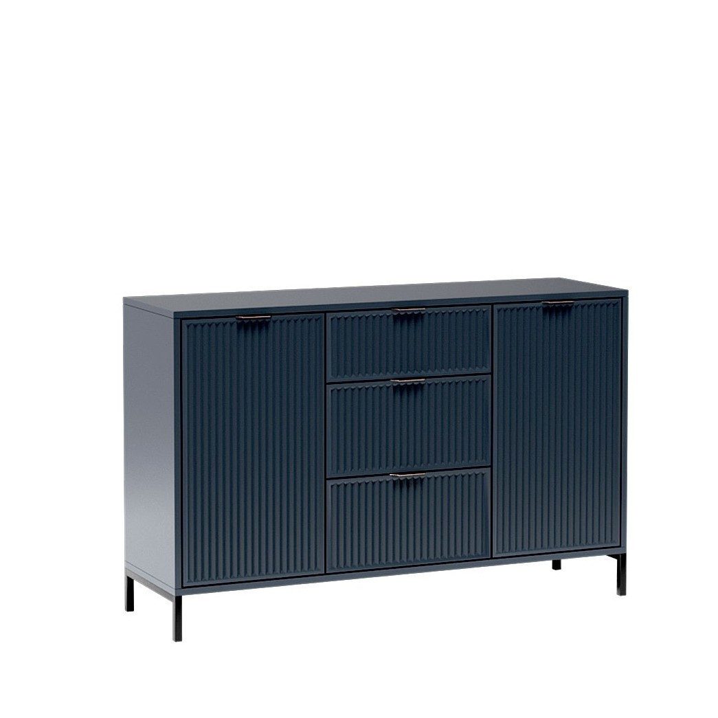 Masseno Kommode ZIGO 135 cm Sideboard mit 3 Schubladen und 2 Türen Blau